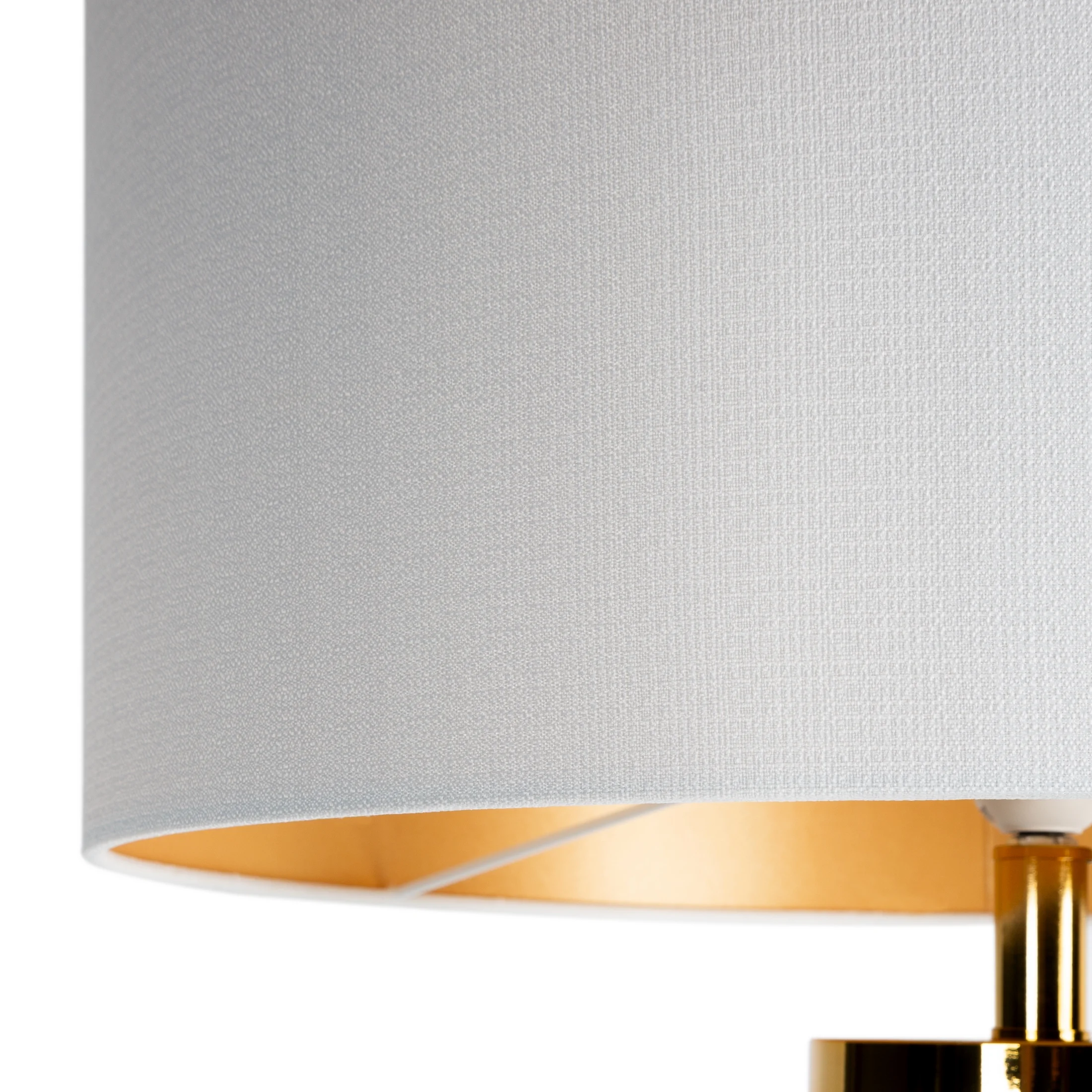 Lampa stołowa do salonu biała ELIANA z delikatną szklaną podstawą i złotymi akcentami Eurofirany