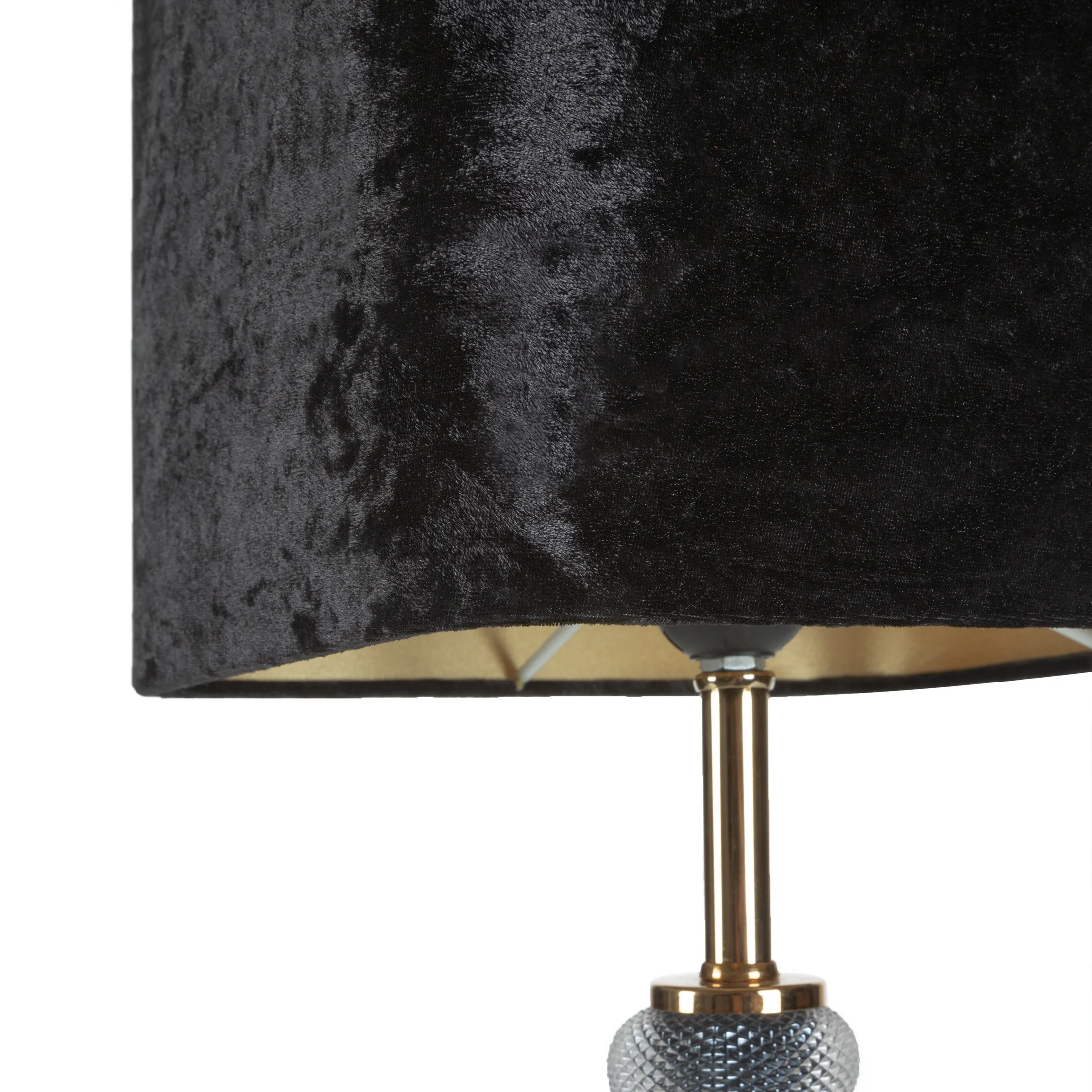 Lampa stołowa do salonu czarno, złota NELI z podstawą z żywicy poliestrowej wykończona welwetowym abażurem 23 x 66 cm NELI Eurofirany