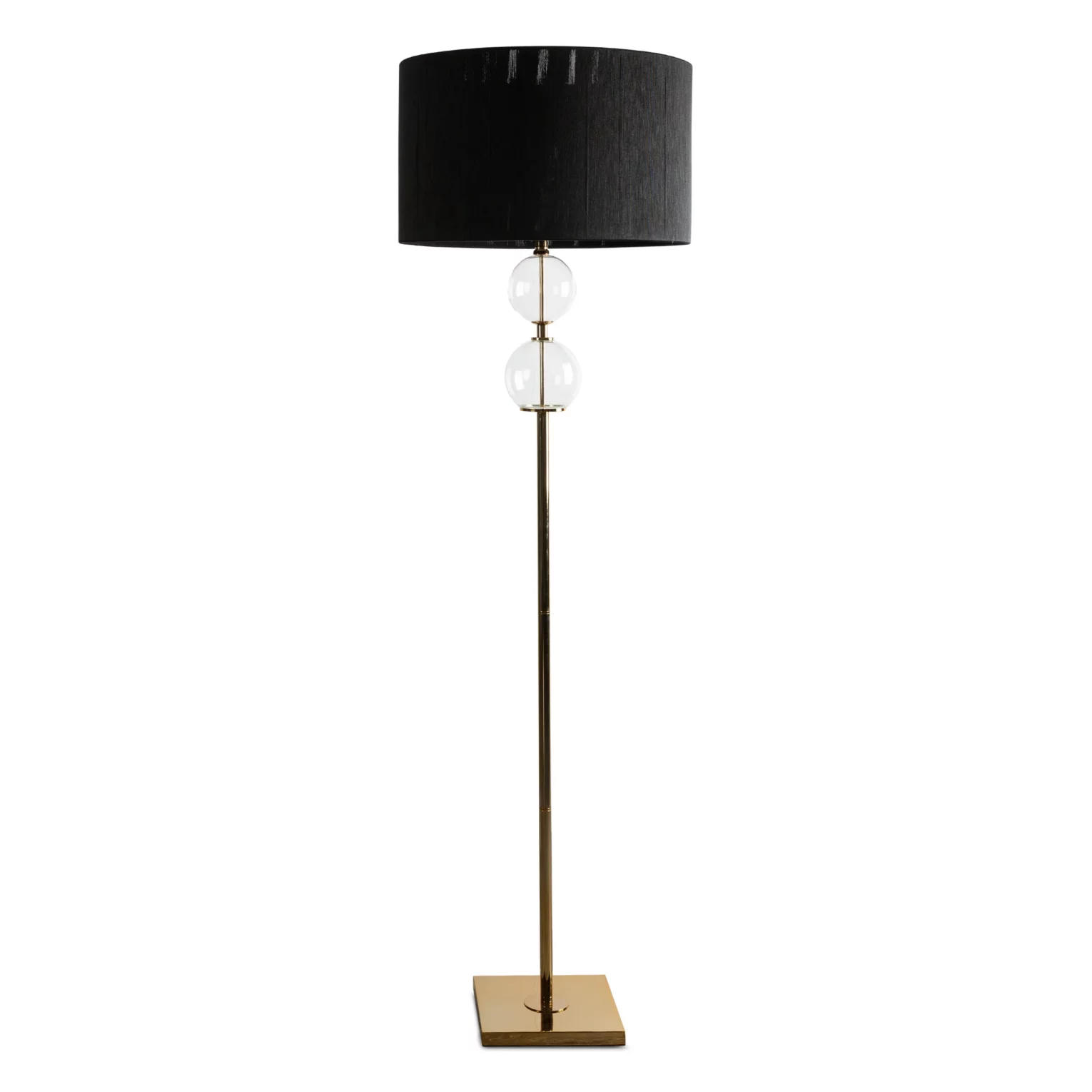 Lampa stojąca do pokoju czarno, złota na podstawie łączącej szkło metal i abażur z matowej nici 50 x 167 cm ARIANA Eurofirany