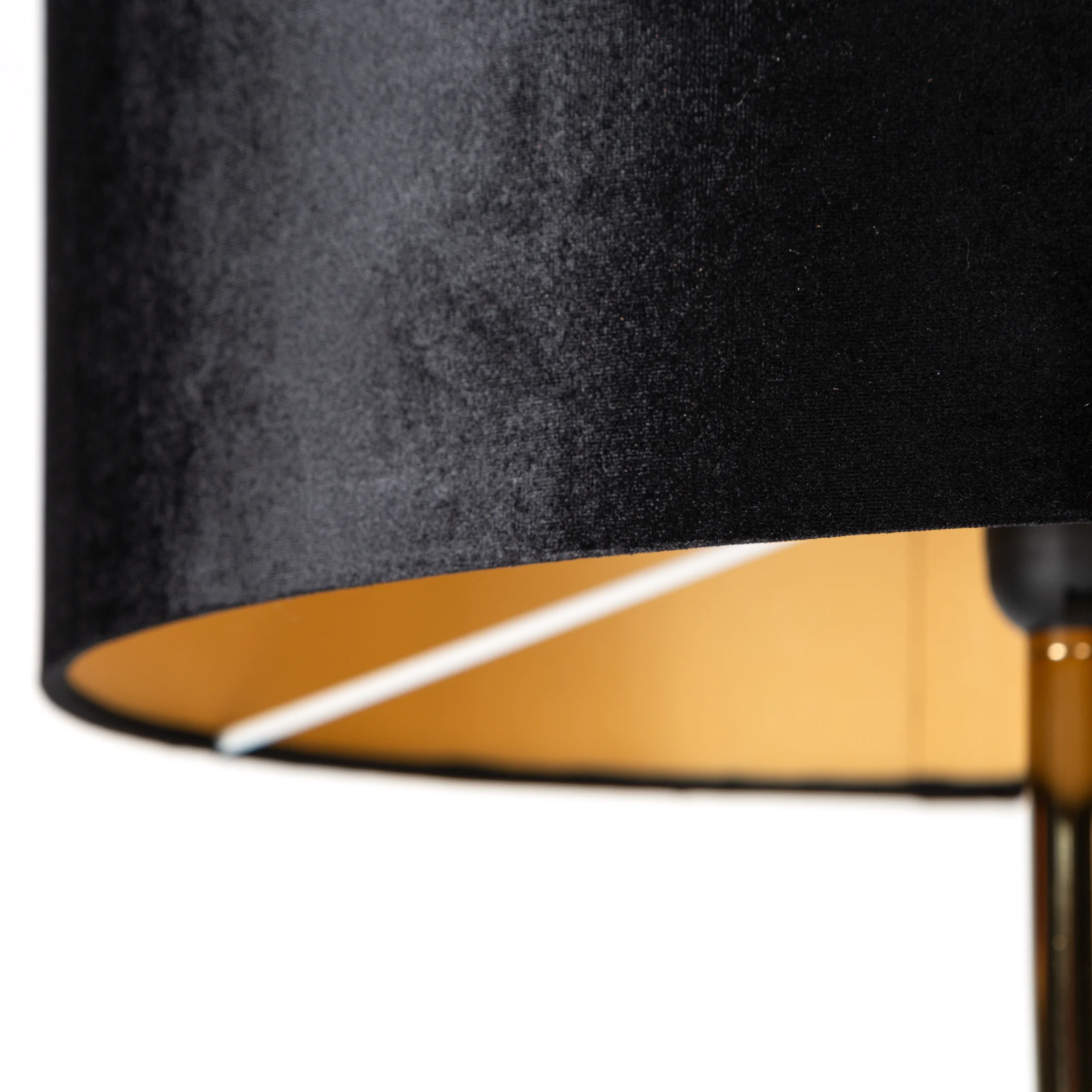 Lampa stojąca do pokoju czarno, brązowa DENA z szklaną podstawą i welwetowym abażurem Eurofirany
