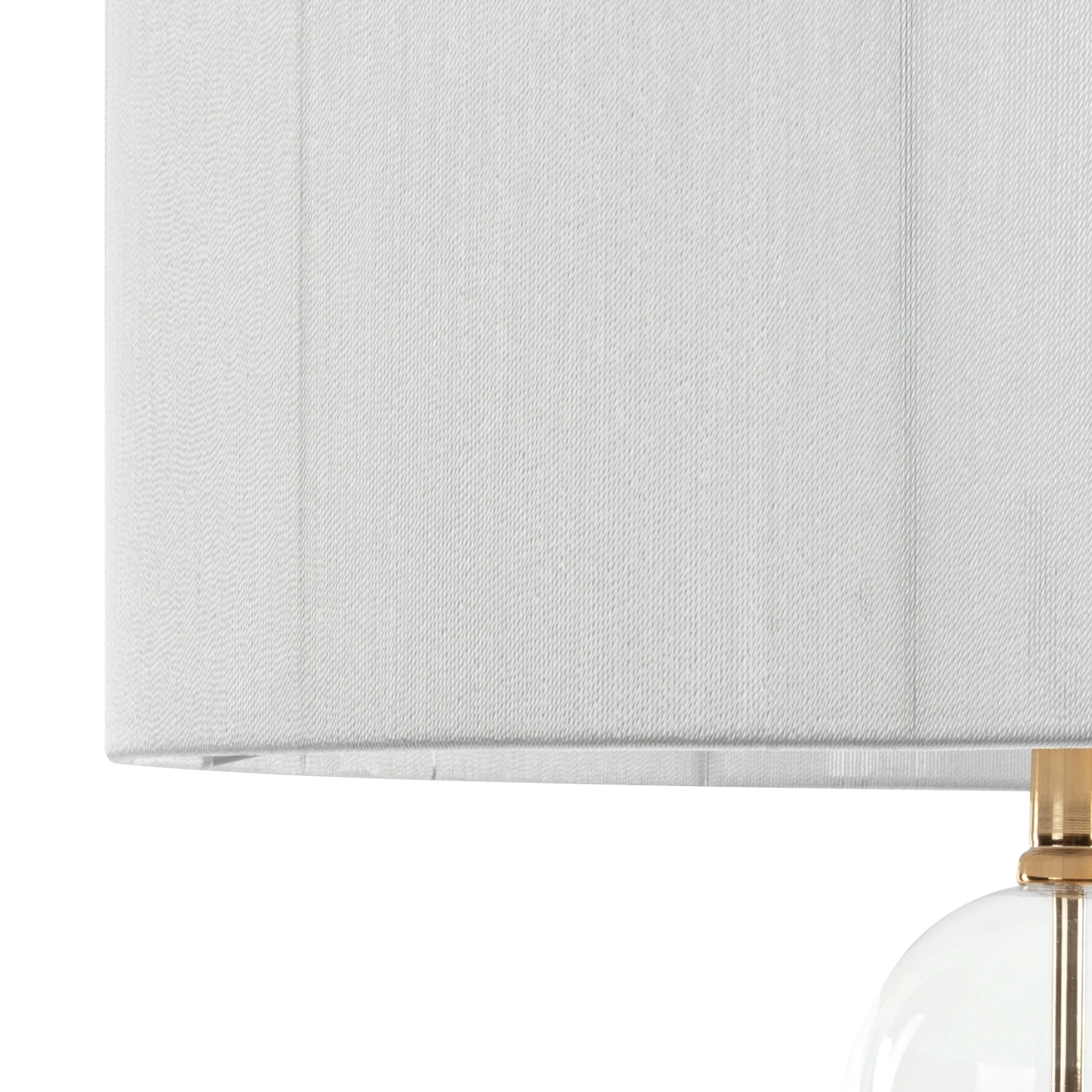 Lampa stojąca do pokoju biało, złota ARIANA na podstawie łączącej szkło metal i abażur z matowej nici 50 x 167 cm ARIANA Eurofirany