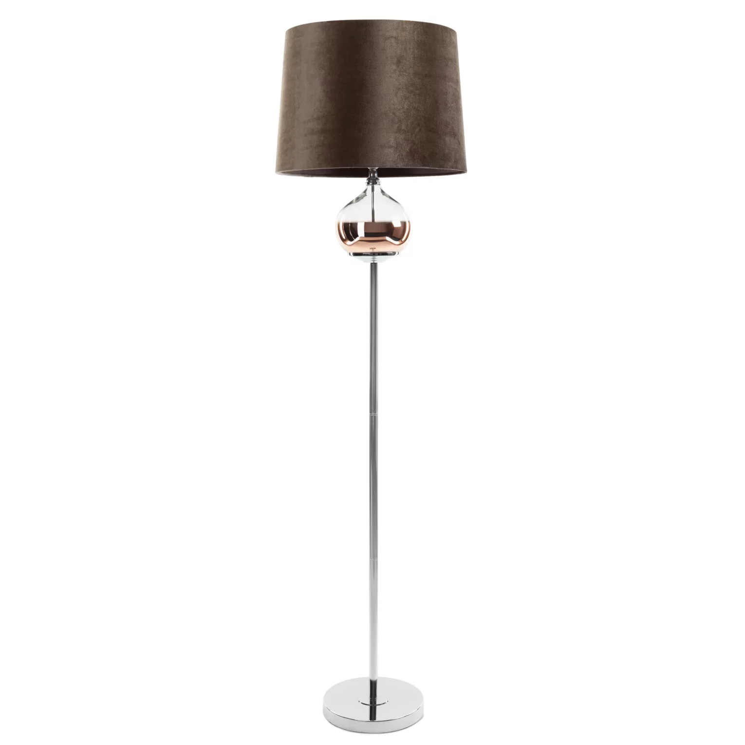 Lampa stojąca do pokoju ciemnobrązowa z welwetowym abażurem 38 x 157 cm AMORA  Eurofirany