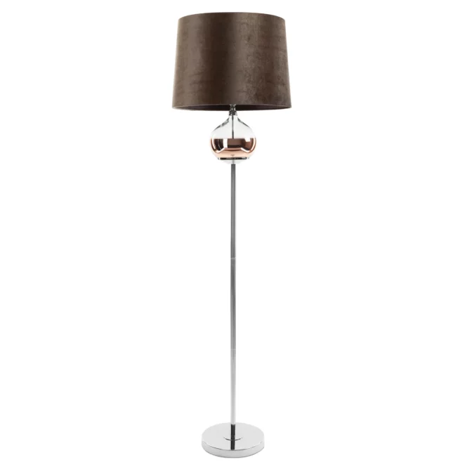 Lampa stojąca do pokoju ciemnobrązowa z welwetowym abażurem 38 x 157 cm AMORA  Eurofirany