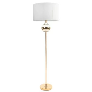 Lampa stojąca do salonu biała z matowym abażurem 50 x 159 cm CAROLINE Eurofirany