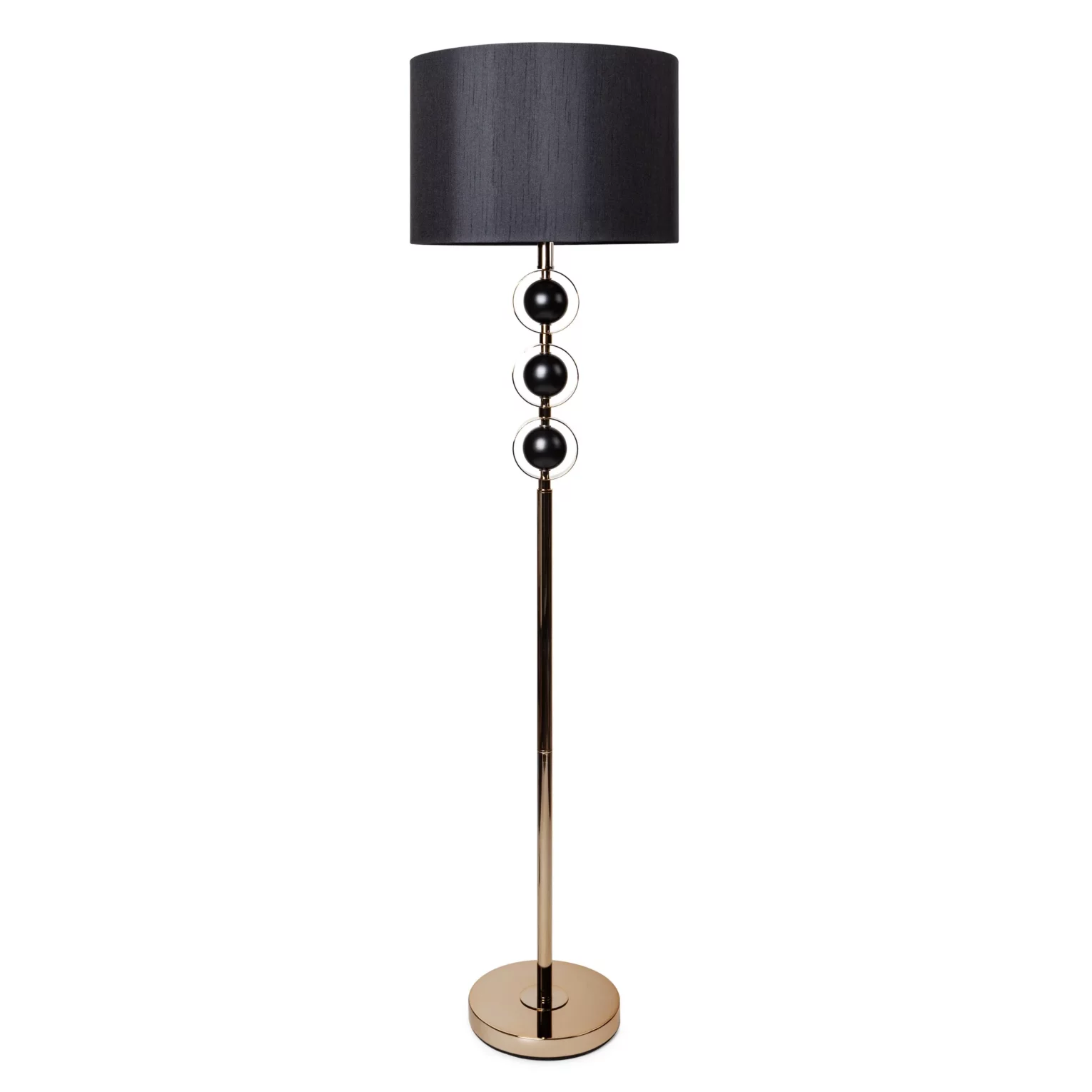 Lampa stojąca do salonu czarno, złota AMELIA z satynowym abażurem 41 x 153 cm AMELIA  Eurofirany