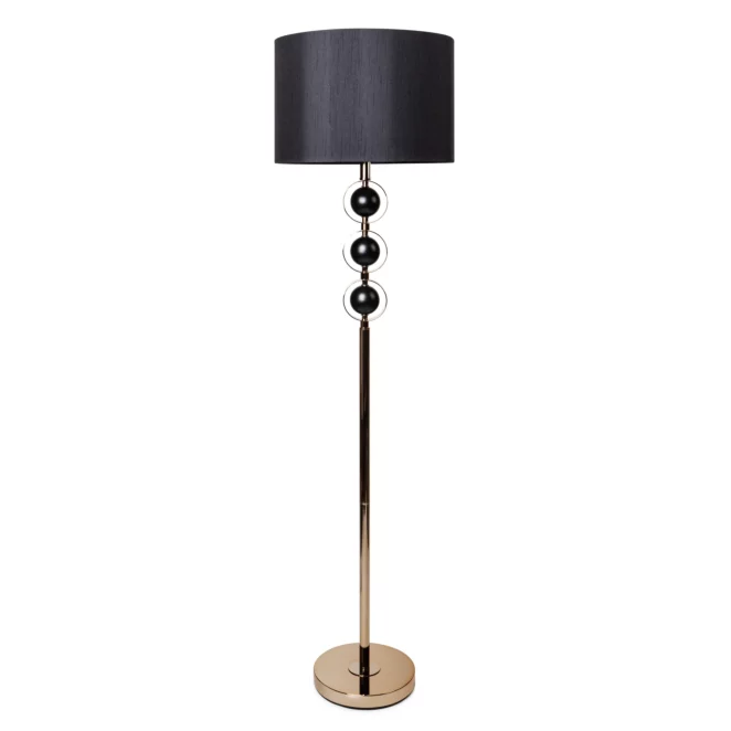Lampa stojąca do salonu czarno, złota AMELIA z satynowym abażurem 41 x 153 cm AMELIA  Eurofirany