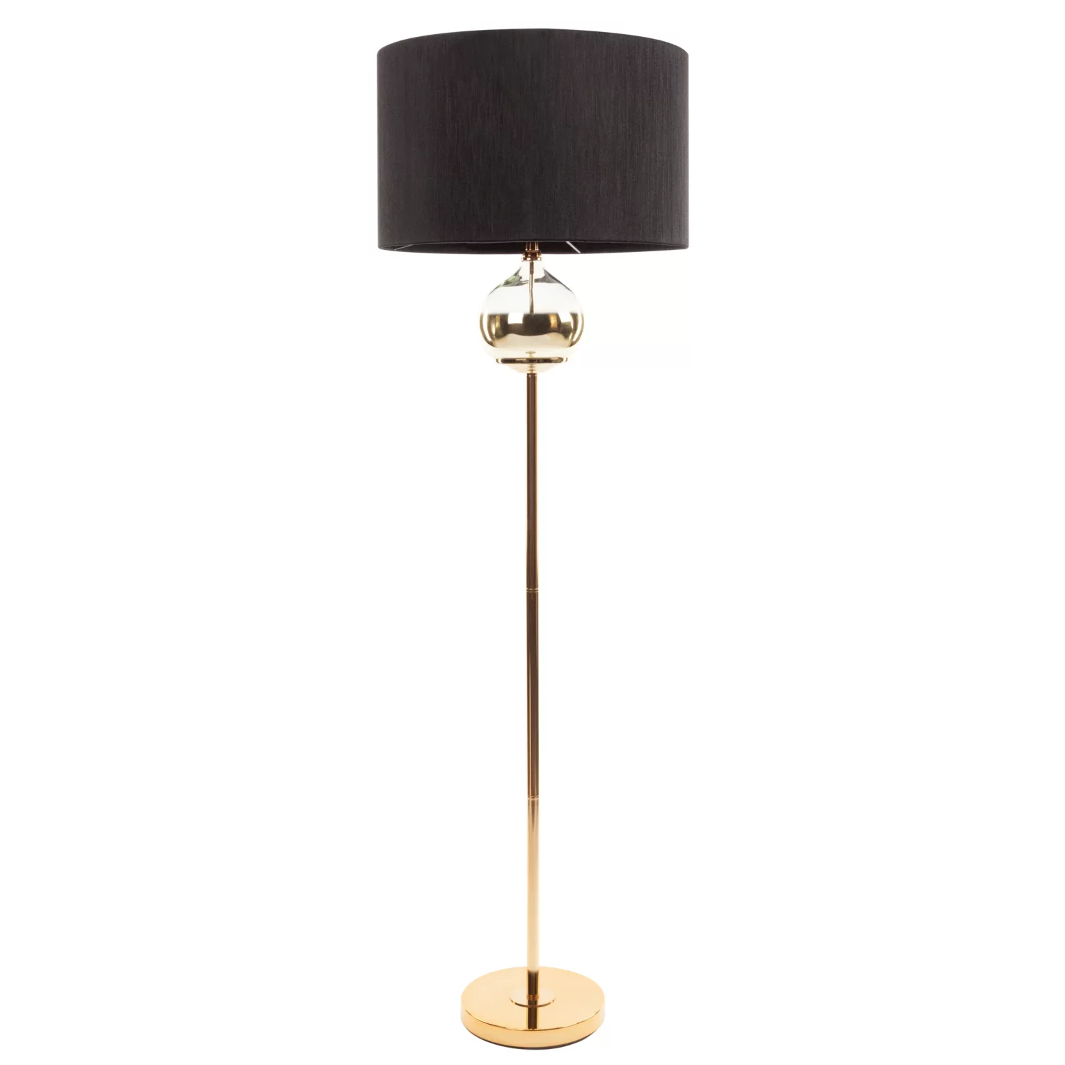 Lampa stojąca do salonu czarno, złota z matowym abażurem 50 x 159 cm CAROLINE  Eurofirany
