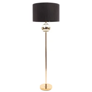 Lampa stojąca do salonu czarno, złota z matowym abażurem 50 x 159 cm CAROLINE Eurofirany