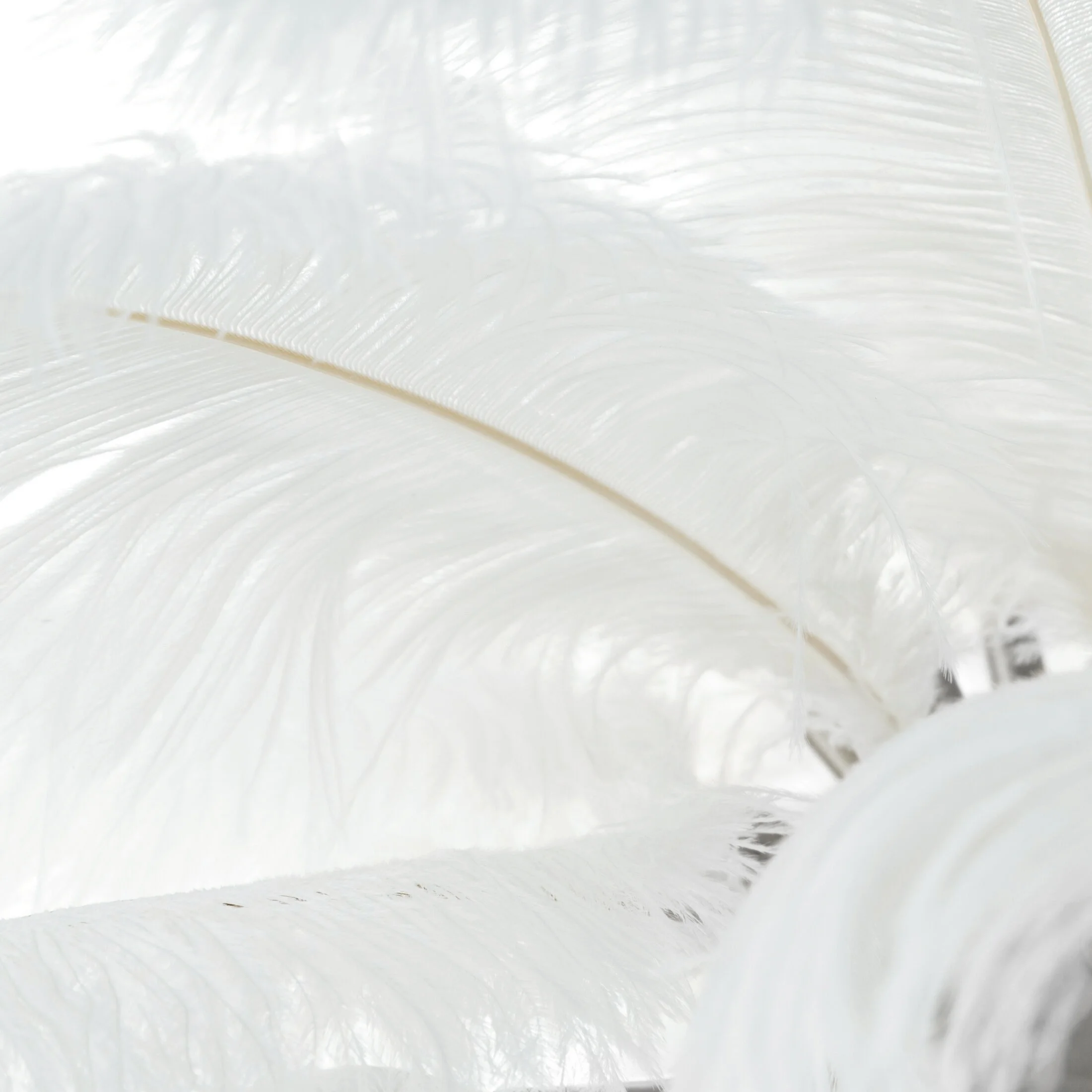 Lampa stojąca do salonu srebrno, biała FERI na metalowej podstawie z niezwykle efektownym abażurem z naturalnych strusich piór 65 x 65 x 68 cm FERI E