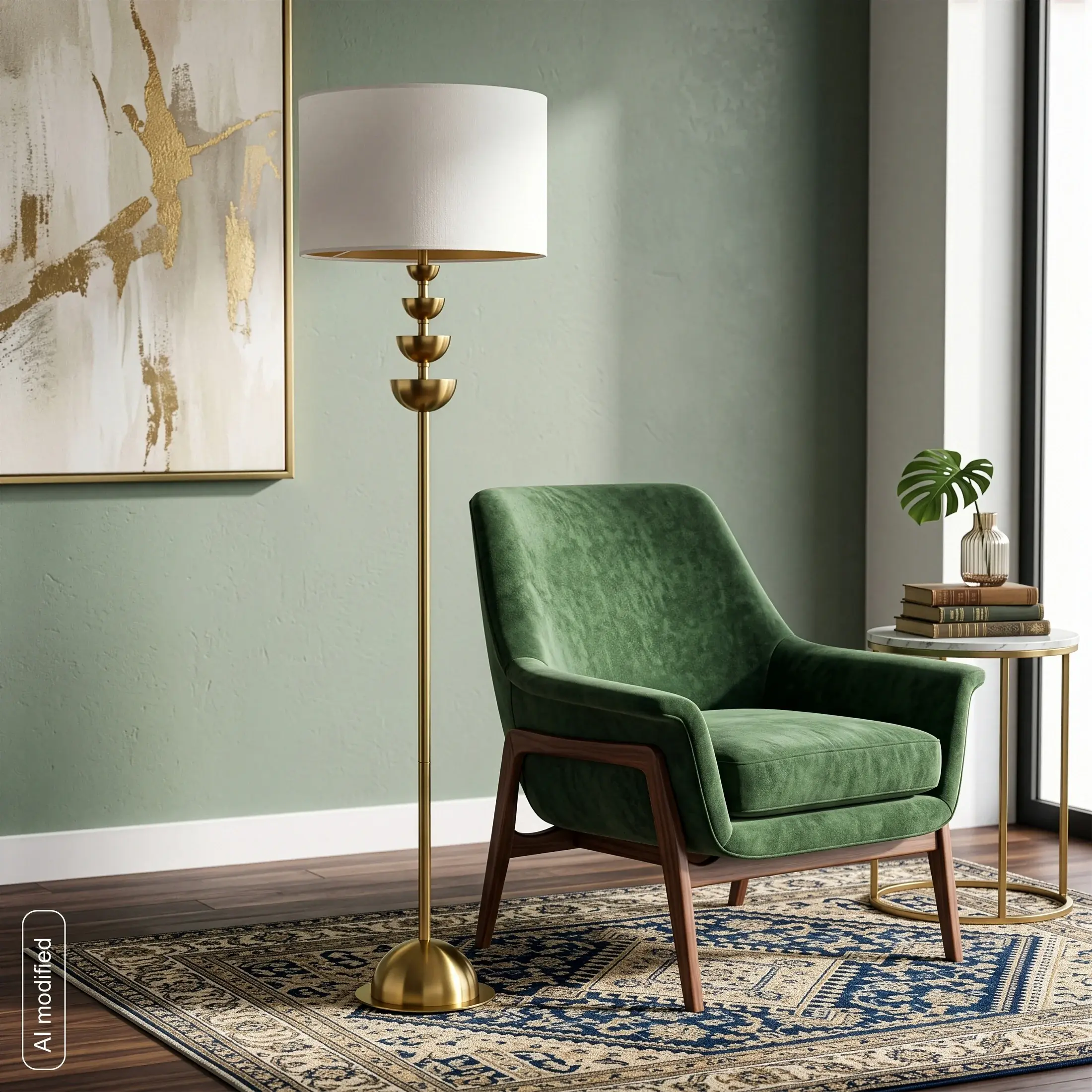 Lampa stojąca kremowo-złota z dekoracyjną metalową podstawą 46x167 cm - LENA Eurofirany