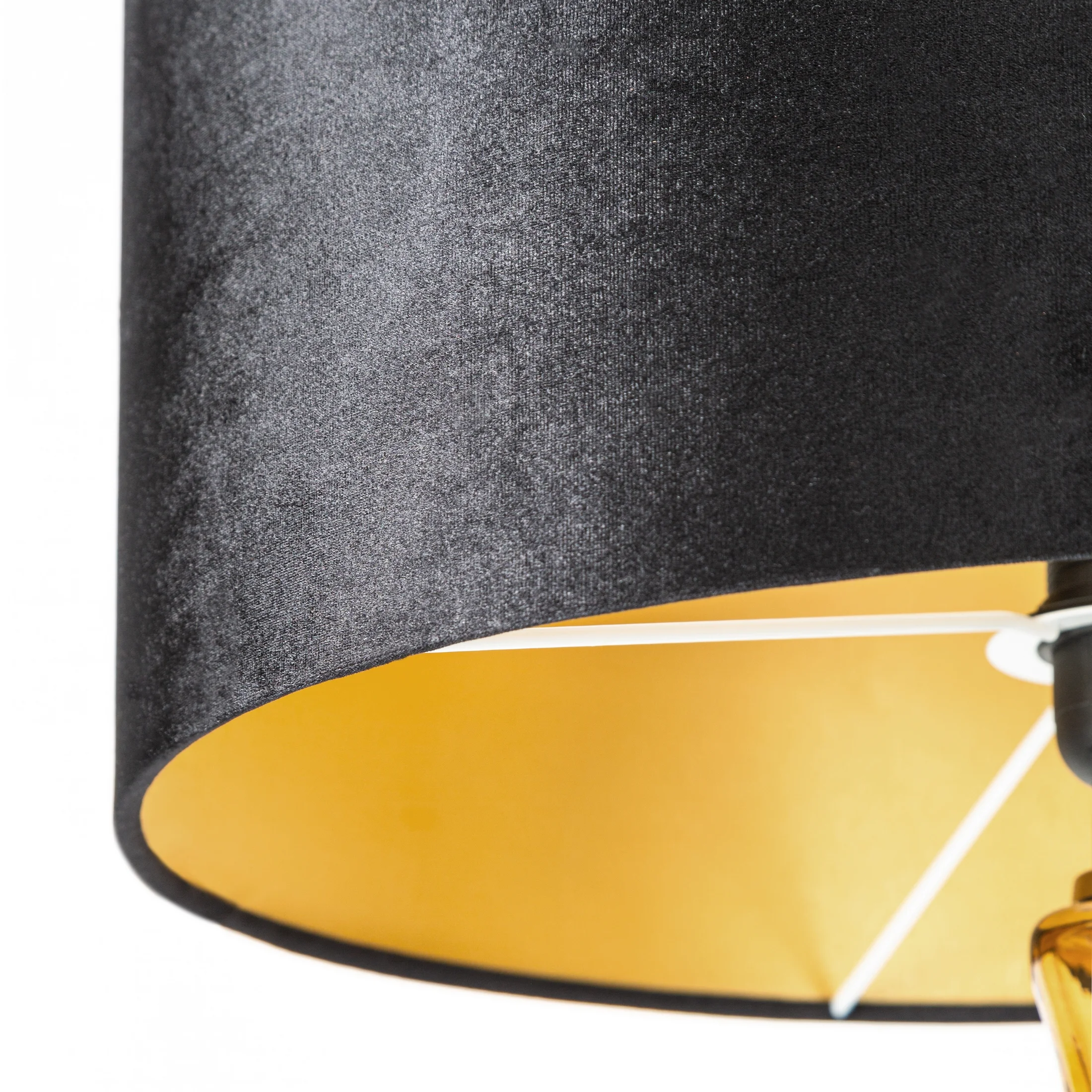Lampa stojąca do salonu czarno, złota zdobiona szklaną bombką i welwetowym abażurem 46 x 163 cm LILIANA Eurofirany