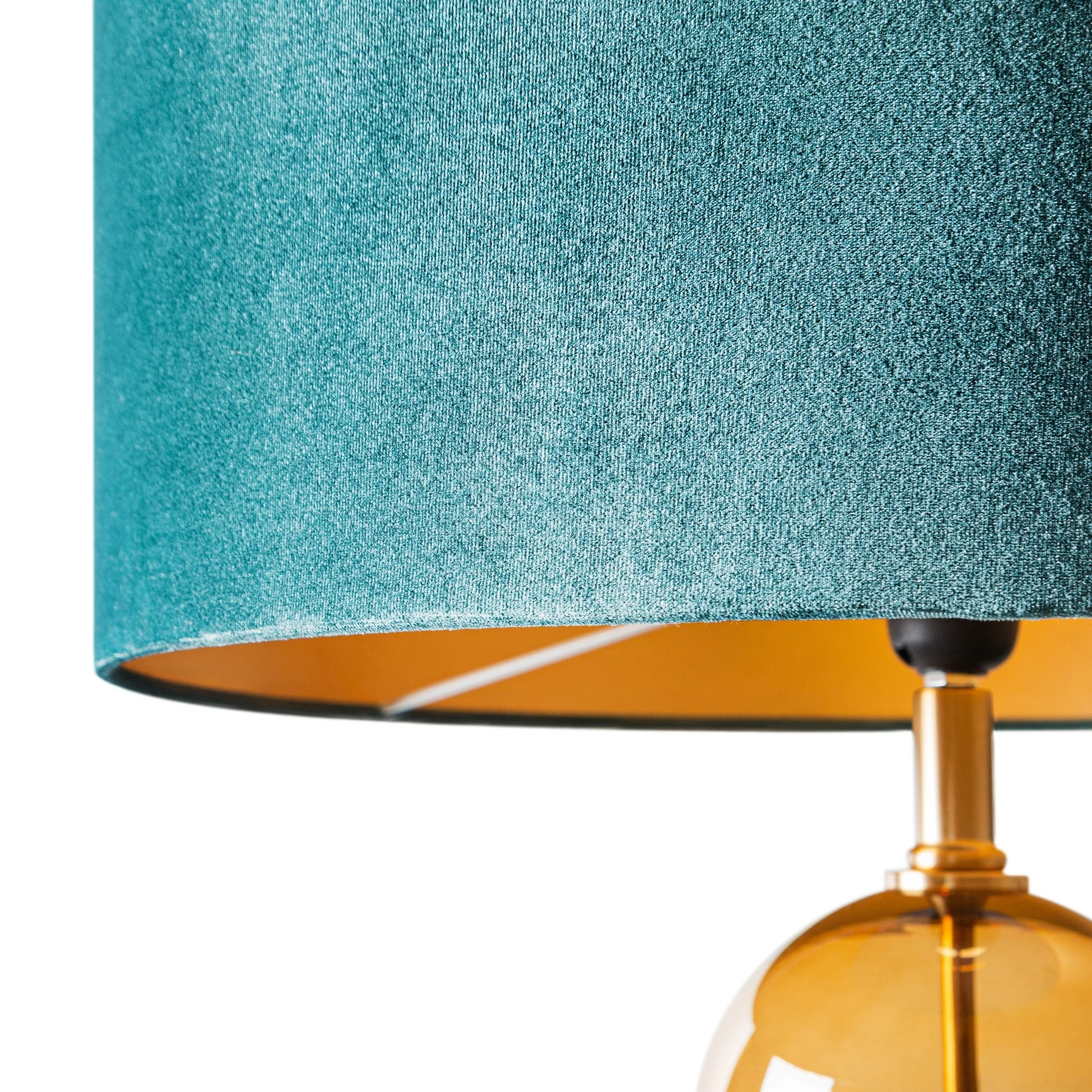 Lampa stojąca do pokoju turkusowo, złota z podstawą łączącą szkło i metal oraz welwetowym abażurem 46 x 165 cm MUSA Eurofirany