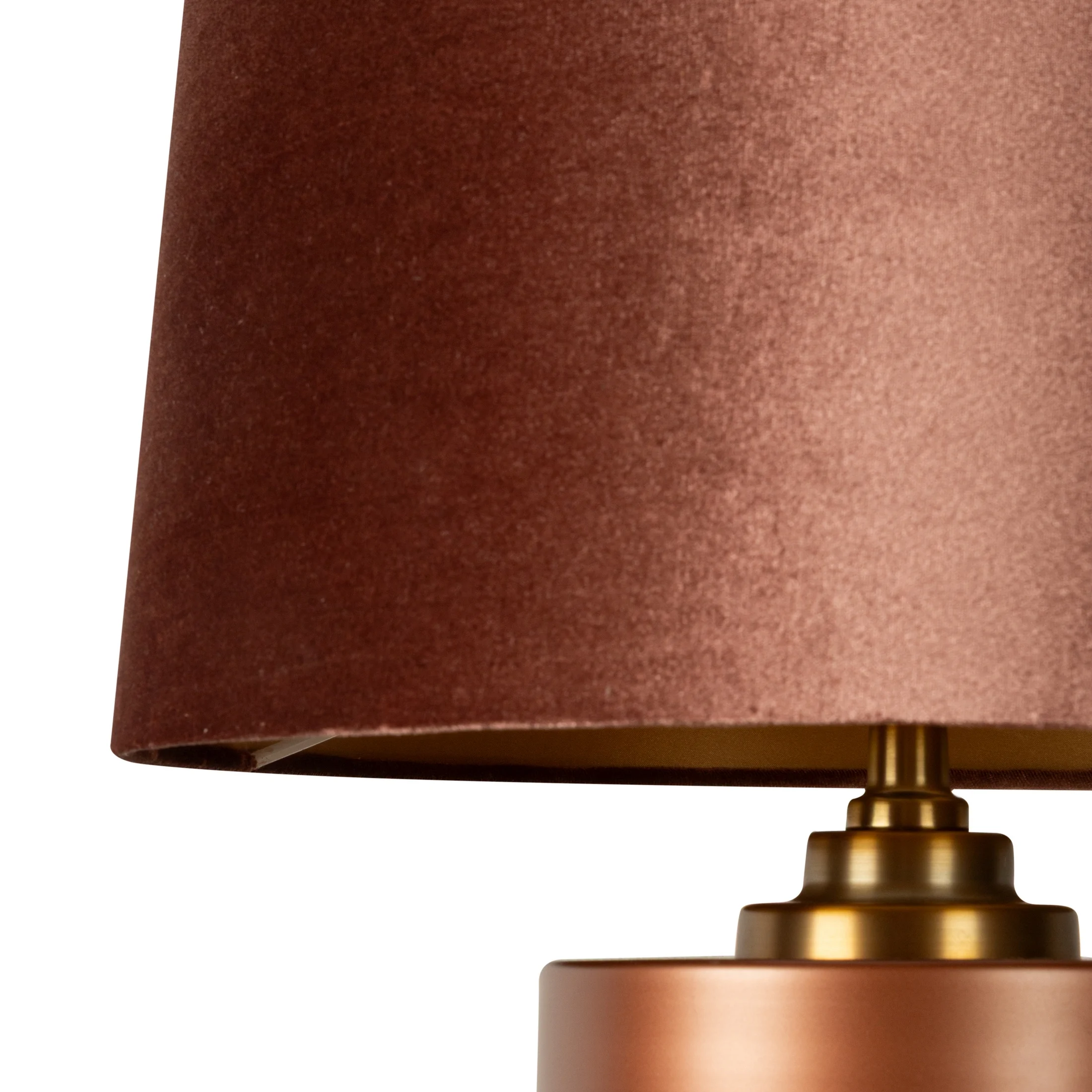 Lampa stołowa brązowo-złota z ozdobną szklaną podstawą i aksamitnym abażurem 37x57 cm HEIDI Eurofirany