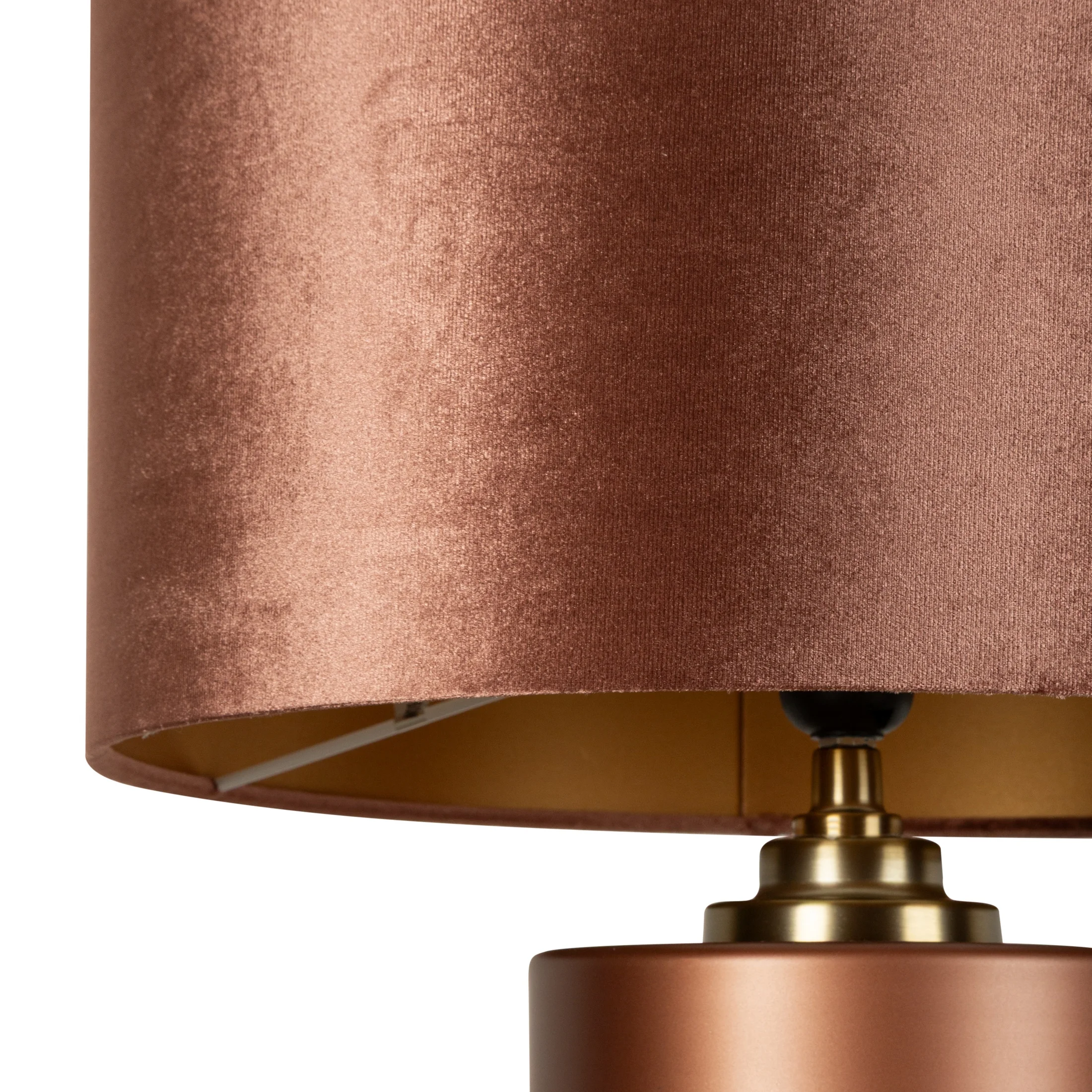 Lampa stołowa brązowo-złota z ozdobną szklaną podstawą i aksamitnym abażurem 41x70 cm HEIDI Eurofirany
