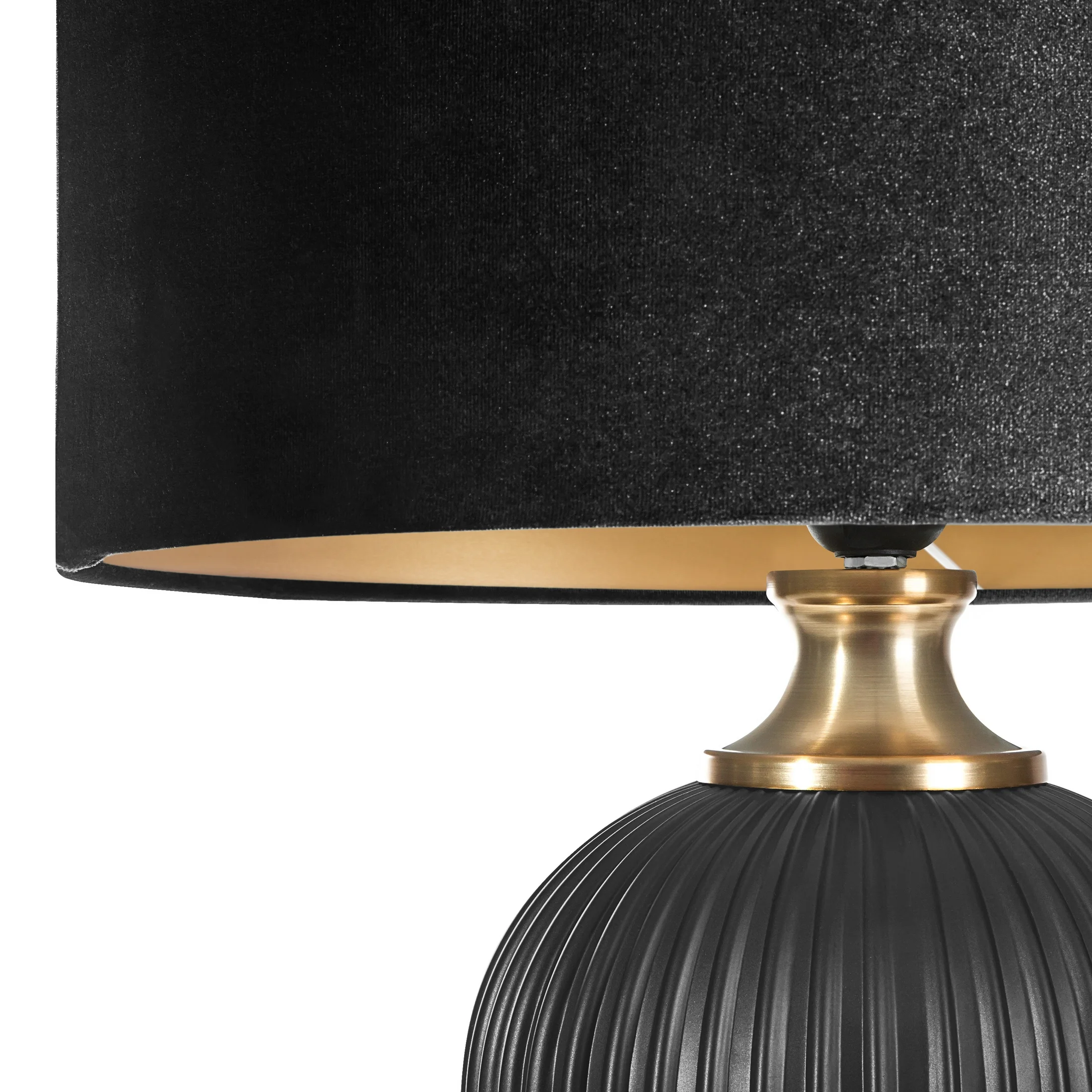Lampa stołowa czarna REA na szklanej postawie z welwetowym abażurem 41x65 cm Eurofirany