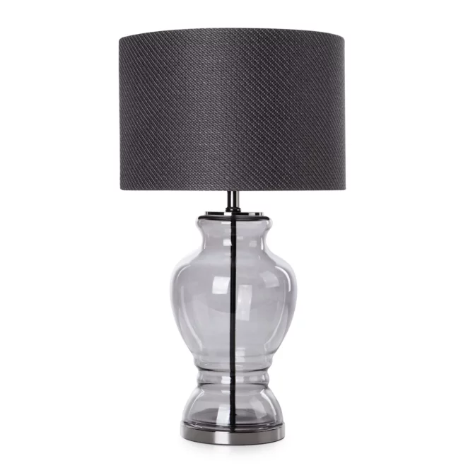 Lampa stołowa czarna z podstawą z dymionego szkła 38 x 70 cm MATEO Eurofirany