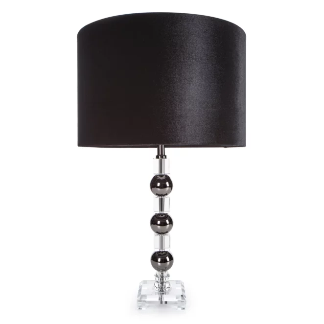 Lampa stołowa czarna z szklaną podstawą i welwetowym abażurem 40 x 63 cm NIKOL  Eurofirany