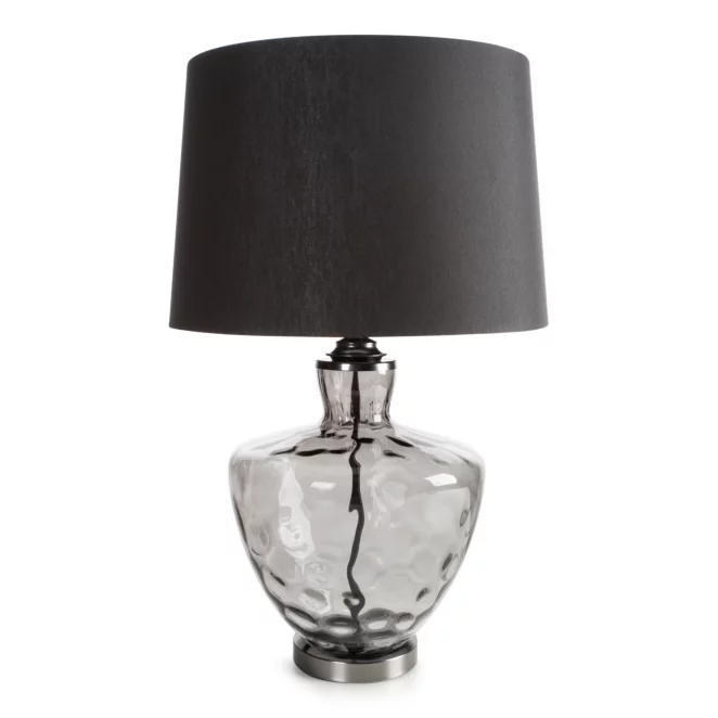 Lampa stołowa do pokoju czarna ADELINE z lekko dymionego szkła i matowym abażurem 30 x 74 cm ADELINE  Eurofirany