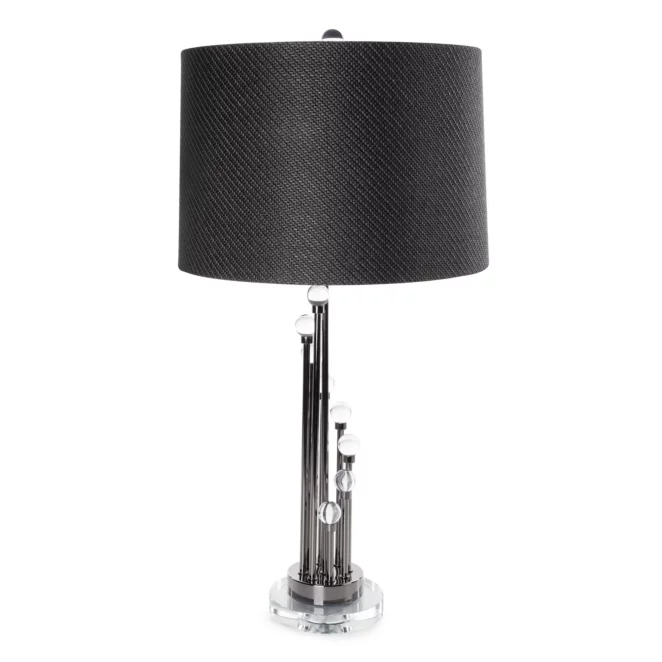 Lampa stołowa do pokoju grafitowa ISLA zdobiona kryształkami 38 x 75 cm Eurofirany