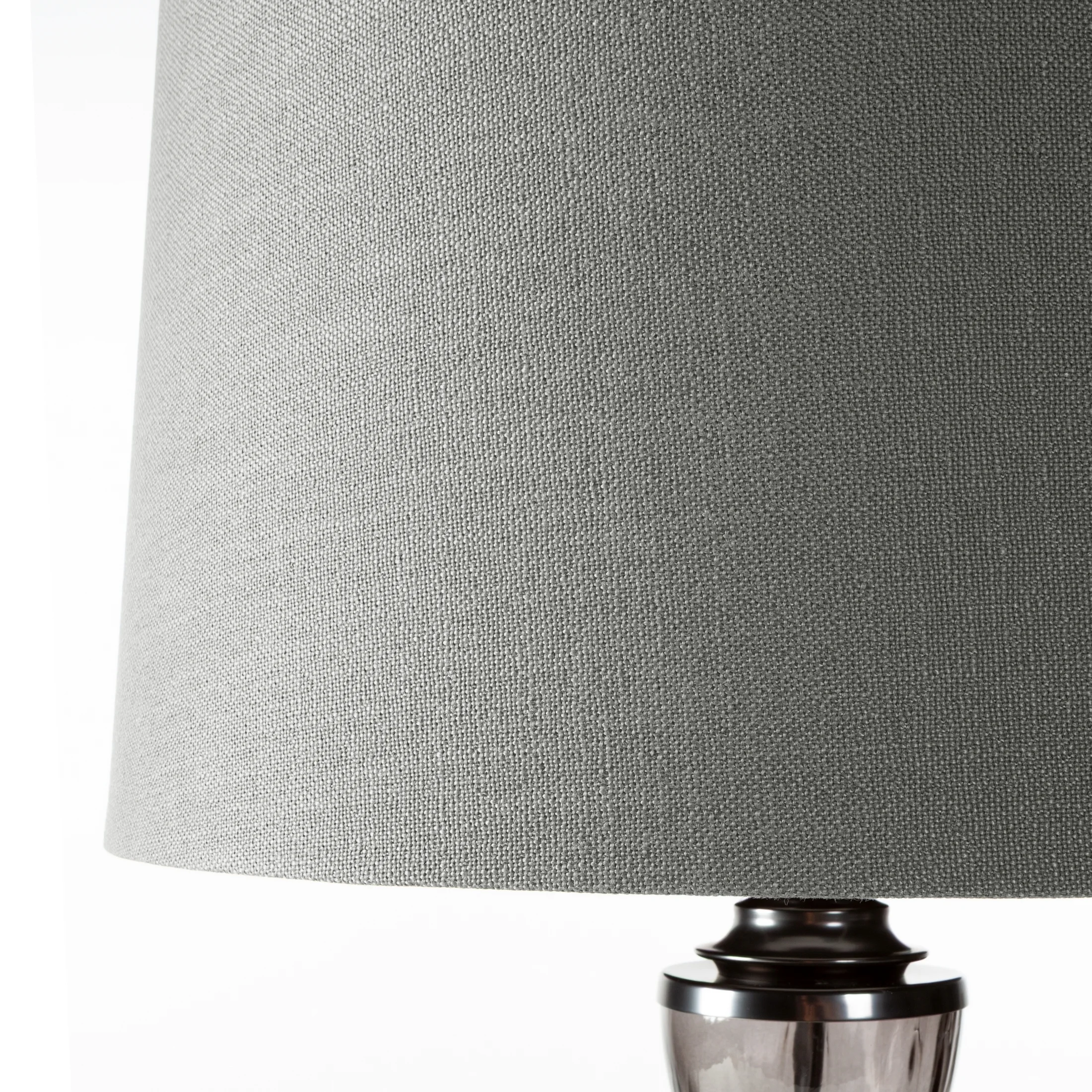 Lampa stołowa do pokoju srebrna z lekko dymionego szkła i matowym abażurem 30 x 74 cm ADELINE Eurofirany
