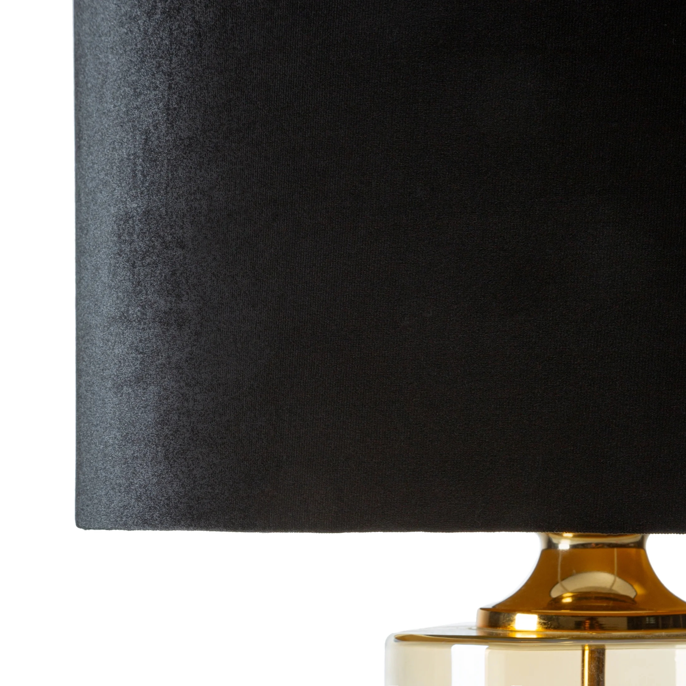 Lampa stołowa nocna czarno, jasnozłota z transparentnego szkła z błyszczącym welwetowym abażurem 28 x 57 cm IAN Eurofirany