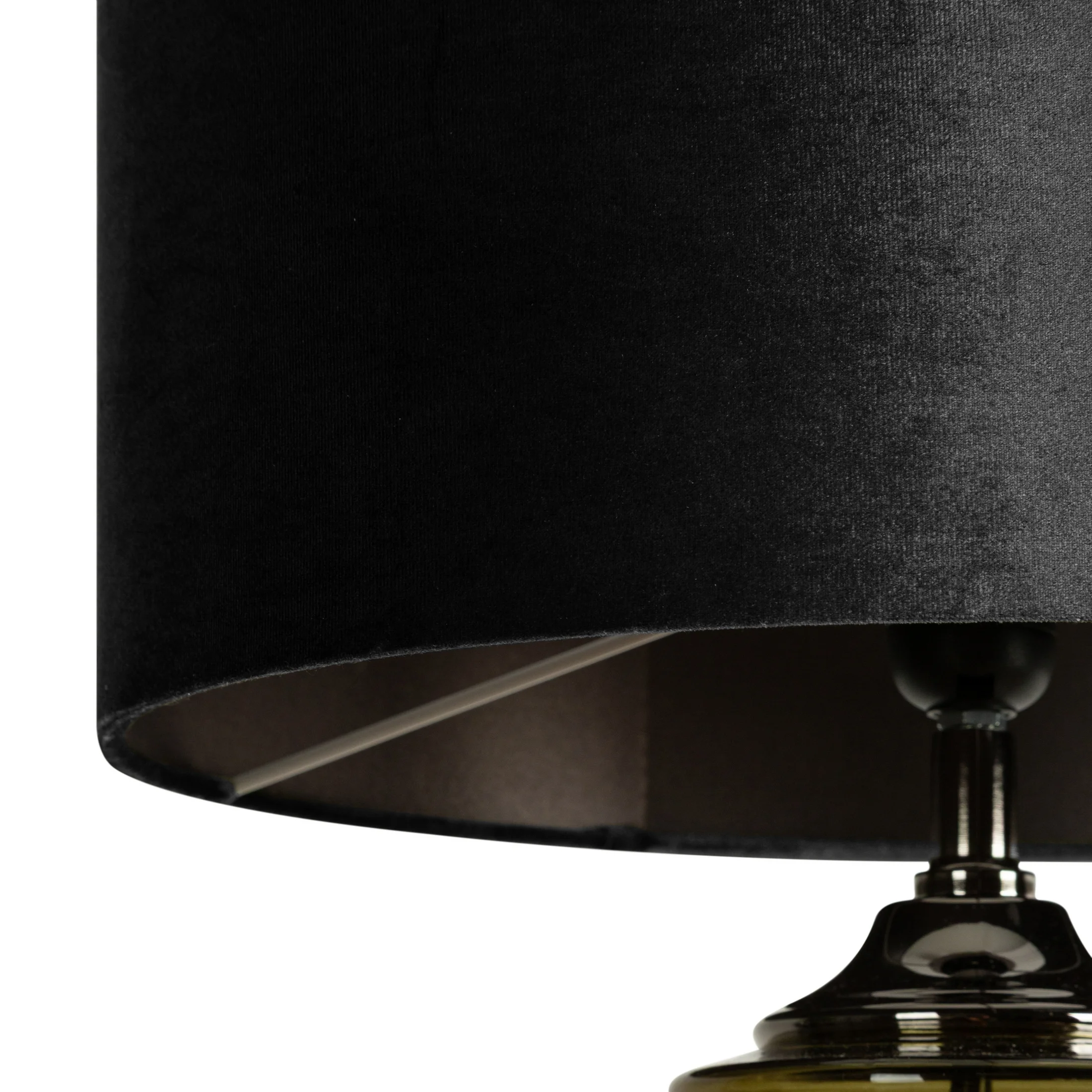 Lampa stołowa kolor butelkowozielony-czarny z dekoracyjną szklaną podstawą 39x67 cm - NICOLA Eurofirany