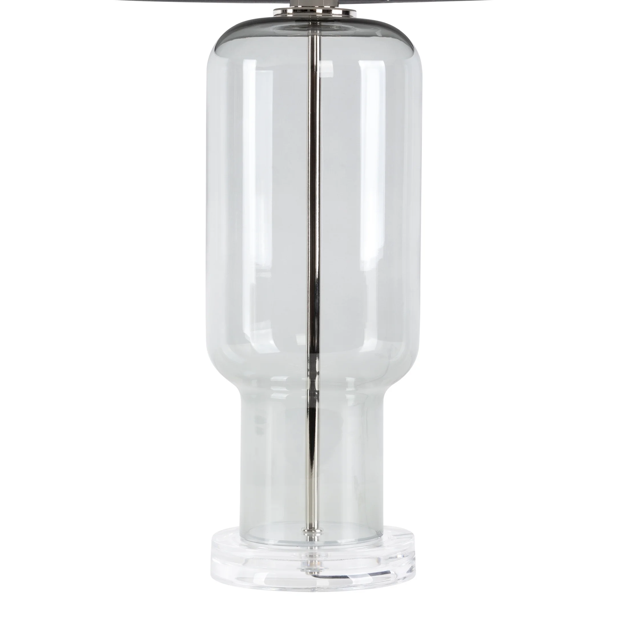 Lampa stołowa do kuchni popielata podstawa z przezroczystego szkła z abażurem z matowej tkaniny 32 x 66 cm LILA Eurofirany