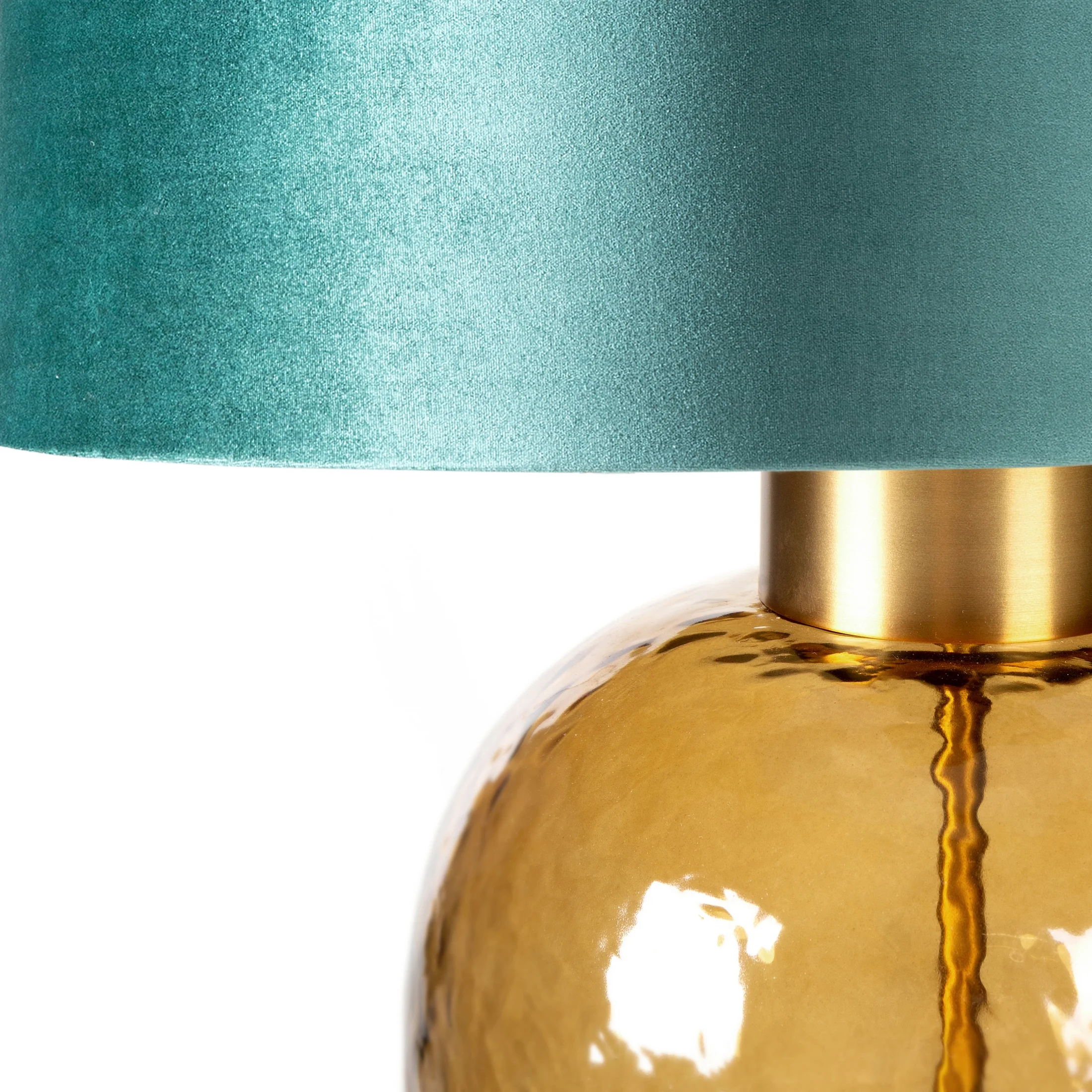 Lampa stołowa turkusowo-złota MUSA z welwetowym abażurem i szklaną podstawą Limited Collection Eurofirany
