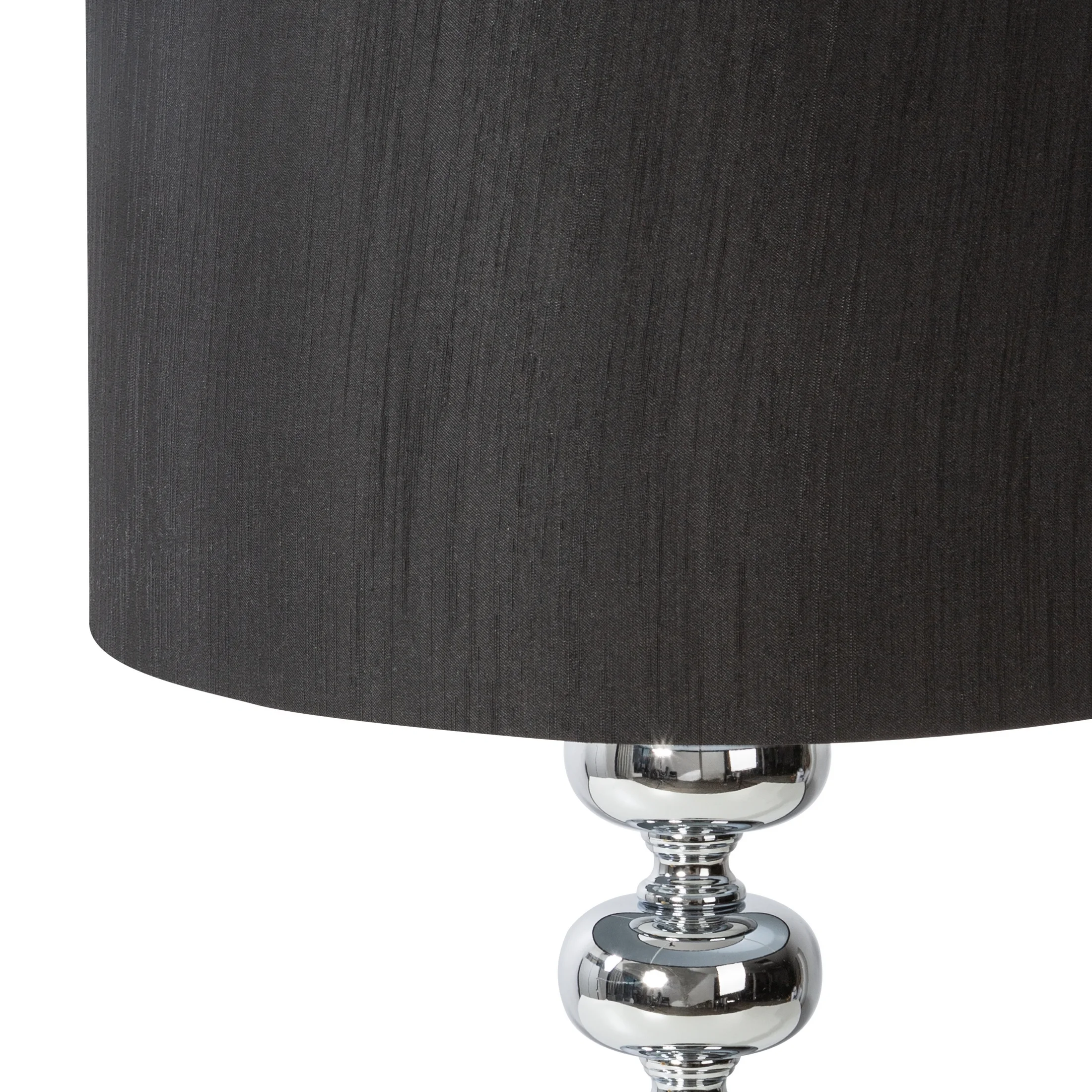 Lampa stołowa do salonu srebrno, czarna na podstawie z marmuru i metalu z abażurem z matowej tkaniny 36 x 61 cm NIKI Eurofirany
