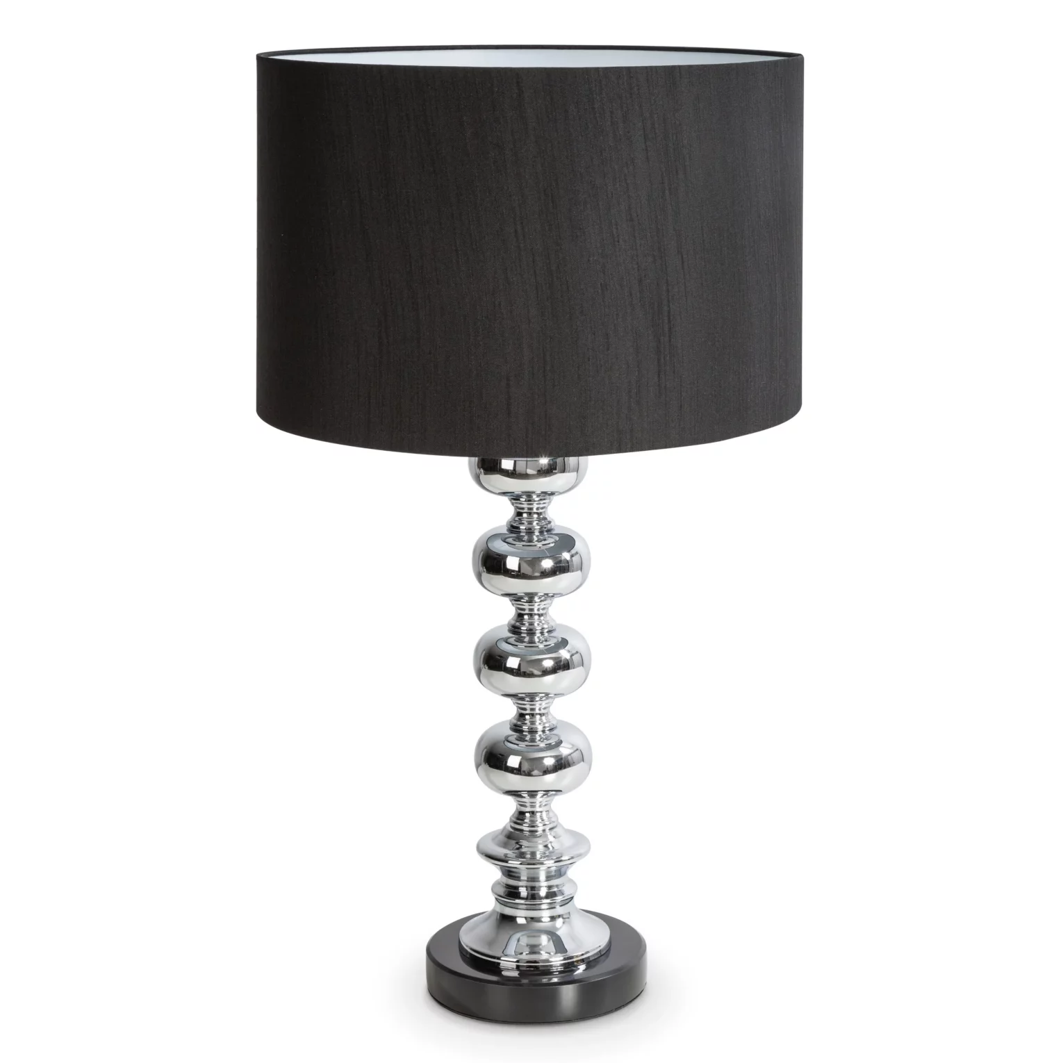 Lampa stołowa do salonu srebrno, czarna na podstawie z marmuru i metalu z abażurem z matowej tkaniny 36 x 61 cm NIKI Eurofirany