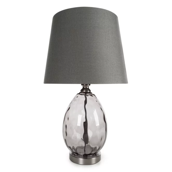 Lampa stołowa nocna grafitowa z podstawą z dymionego szkła 30 x 59 cm MAYA Eurofirany