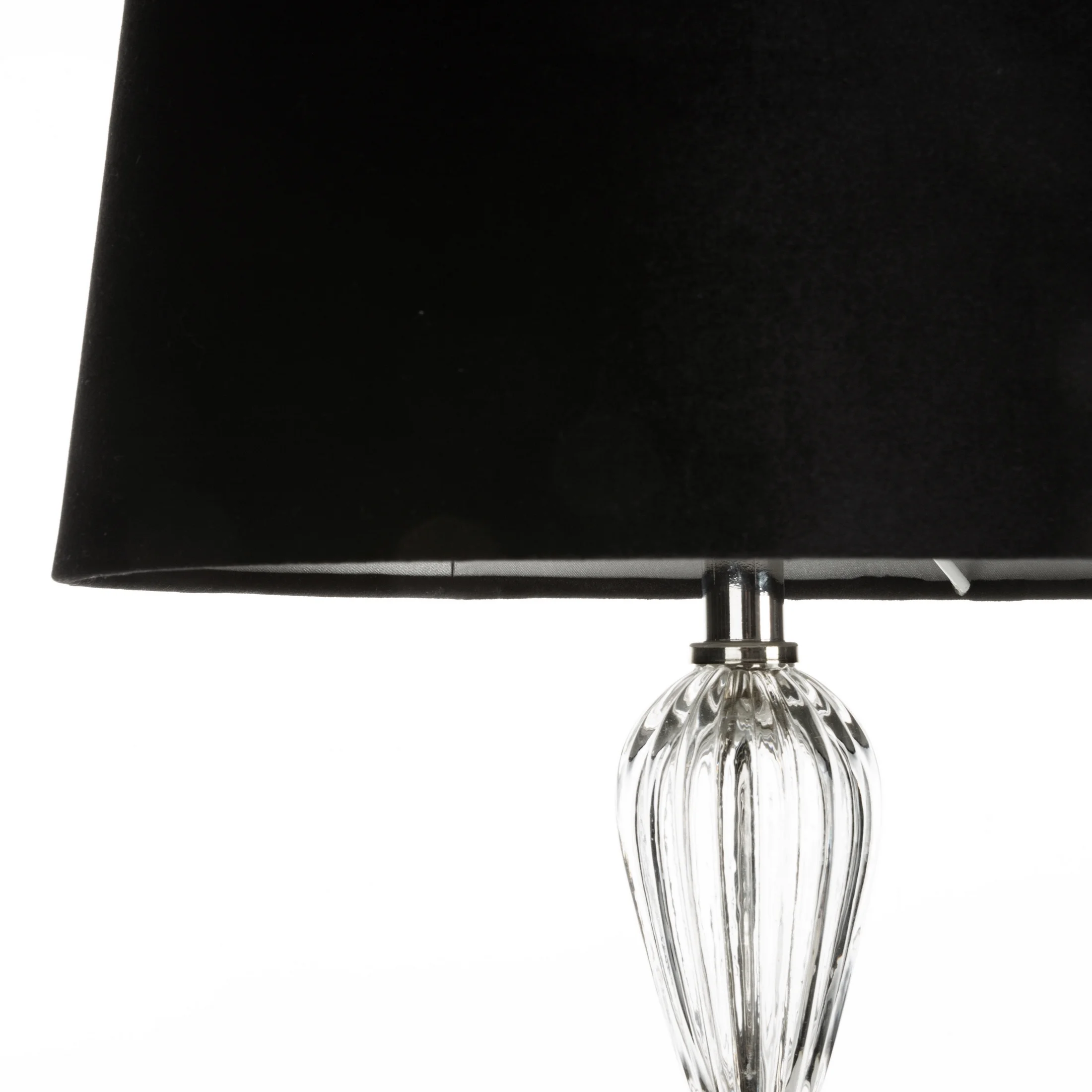 Lampa stołowa do salonu czarna z kryształową podstawą i matowym abażurem 25 x 82 cm ROBI Eurofirany