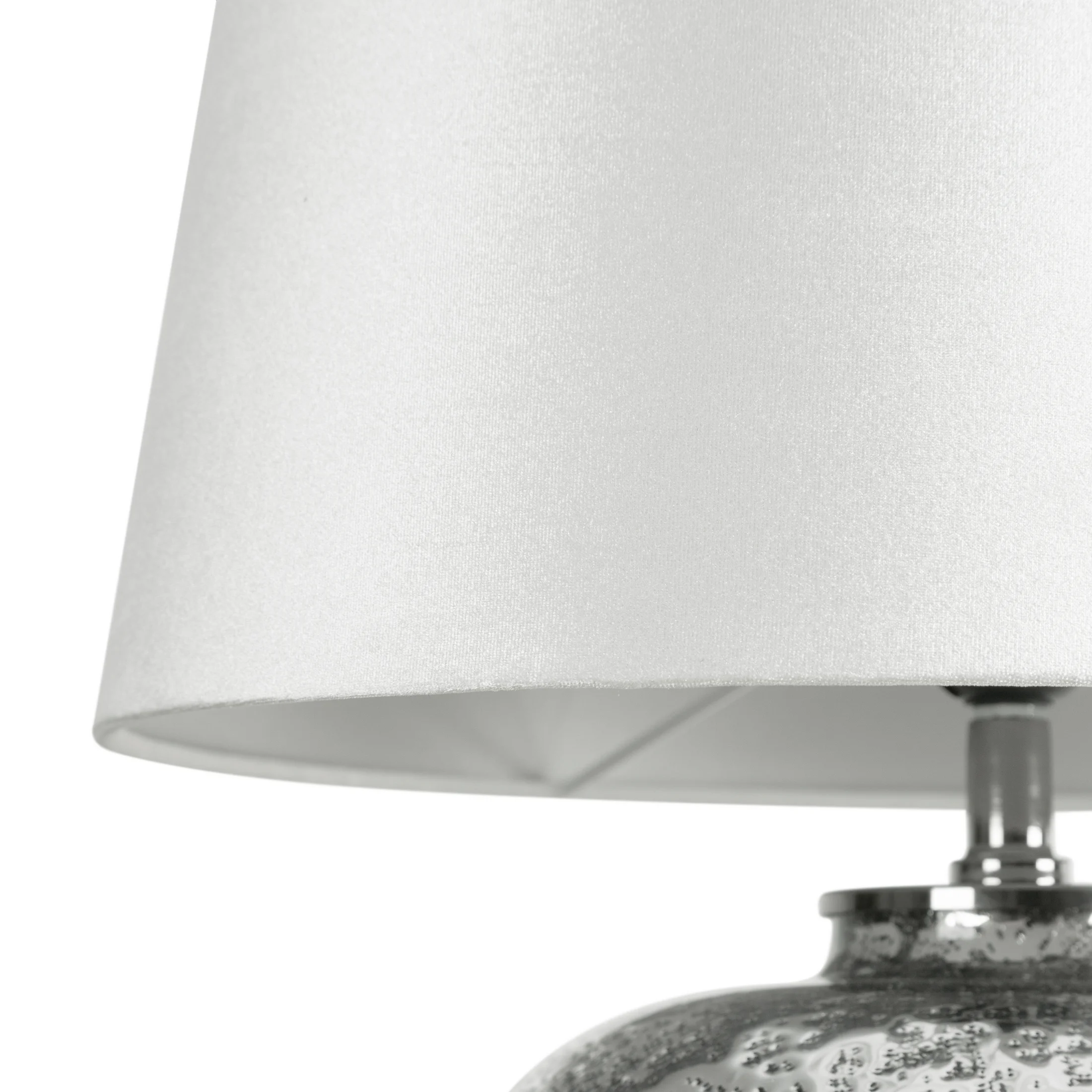 Lampa stołowa srebrno-biała z szklaną podstawą średnica 41x59 cm ANDREA Eurofirany