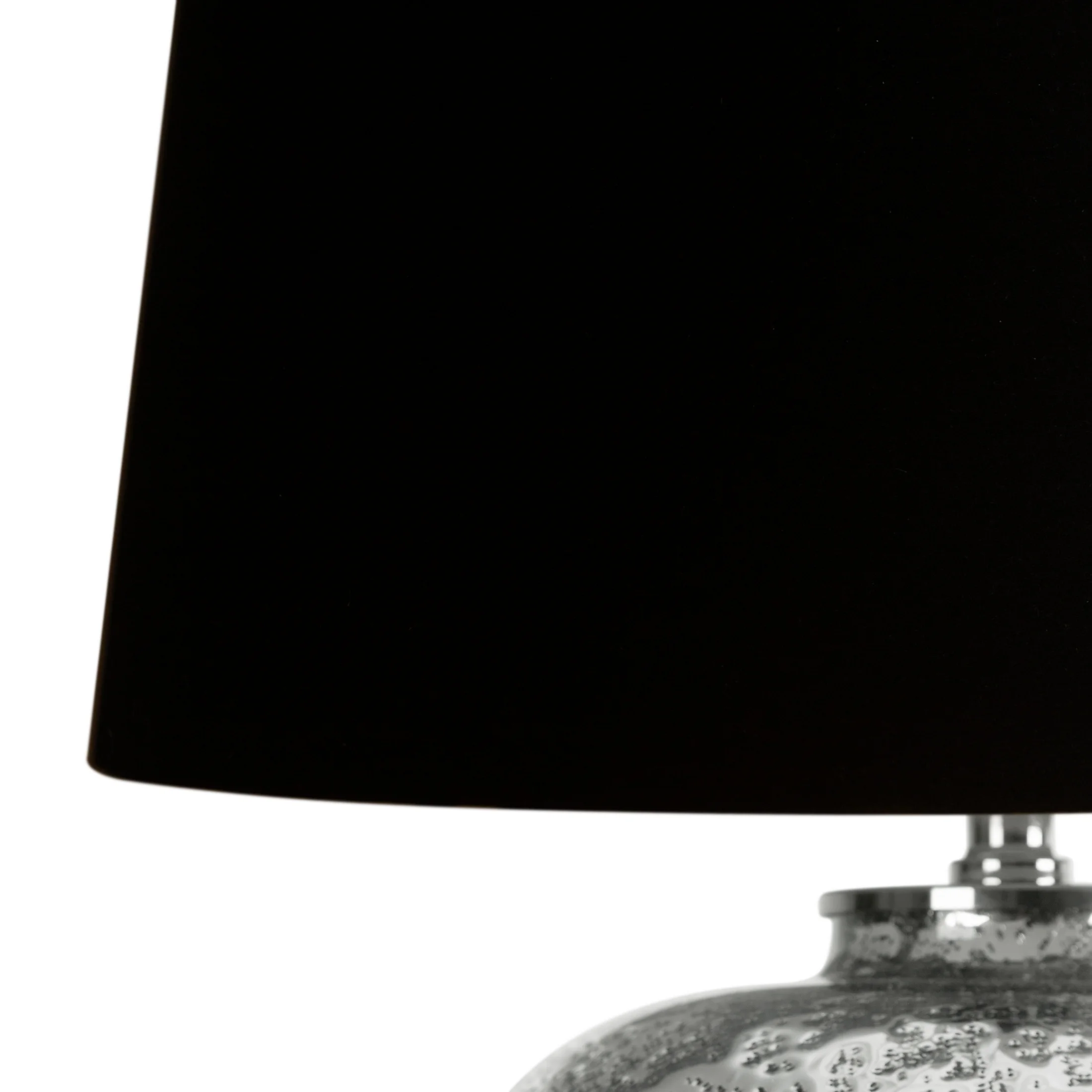 Lampa stołowa srebrno-czarna z szklaną podstawą średnica 41x59 cm ANDREA Eurofirany