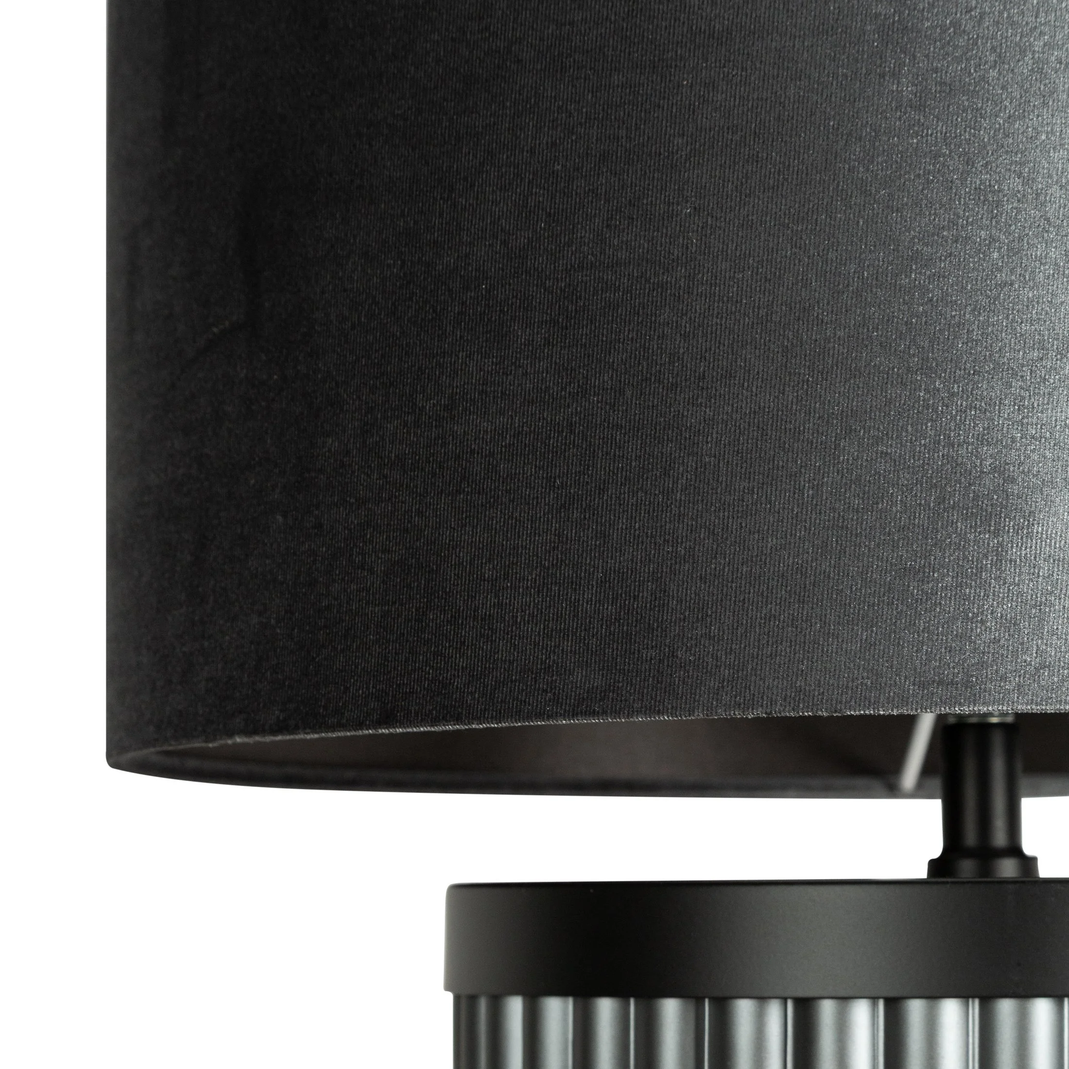 Lampa stołowa stalowa o ozdobnej szklanej ryflowanej podstawie i welwetowym abażurem 33x70 cm - NOLA Eurofirany