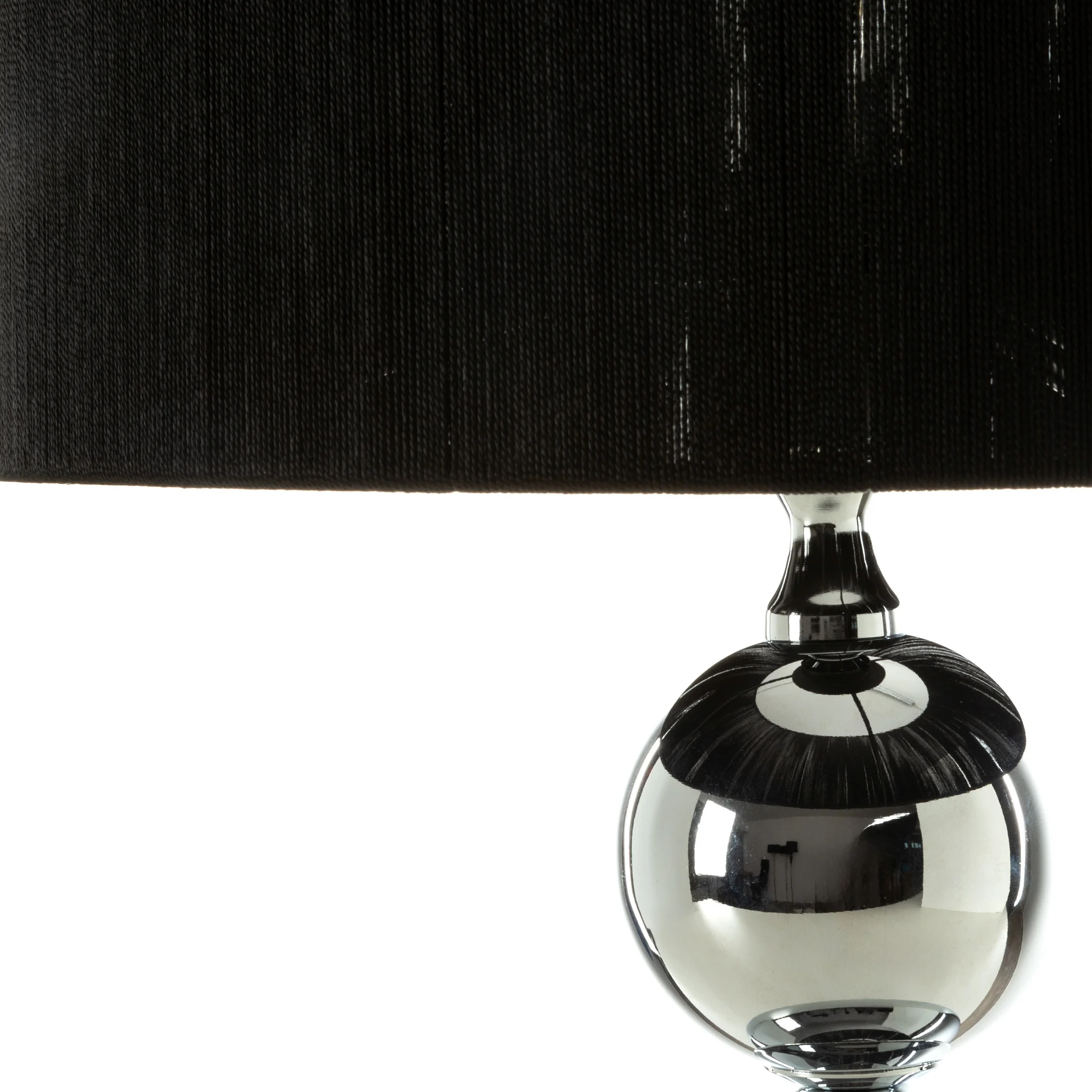 Lampa stołowa do pokoju czarno, srebrna ZENA na metalowej podstawie z matowym abażurem Eurofirany