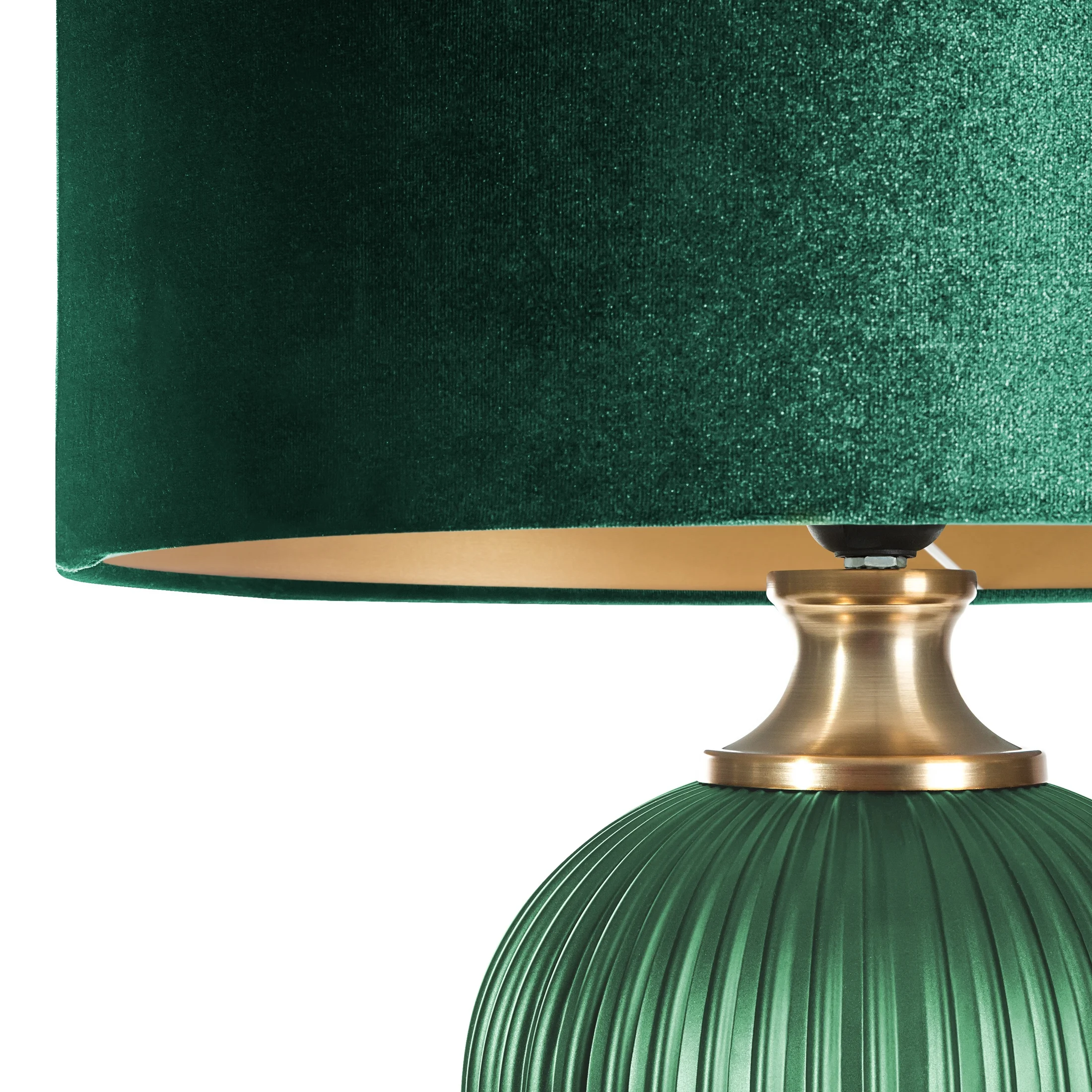 Lampa stołowa zielona NELDA z velvetowym abażurem na szklanej podstawie 41x65 cm EUROFIRANY