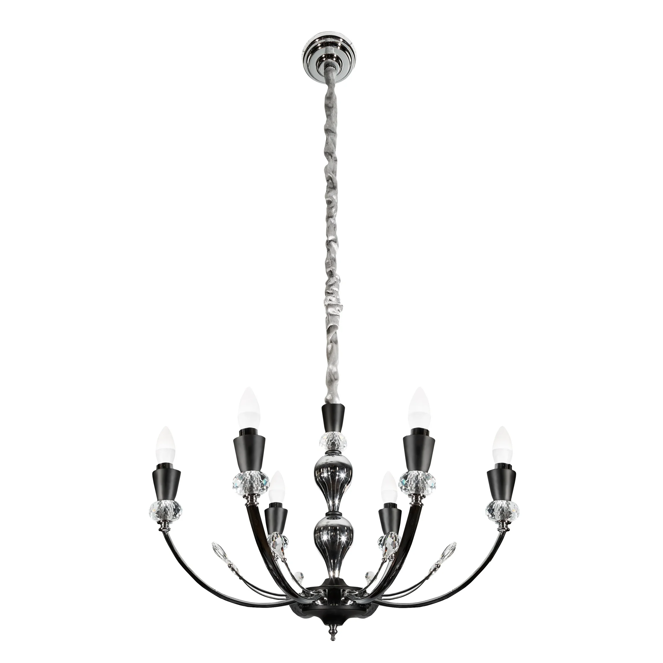 Lampa wisząca srebrna MELBA sześcioramienna Eurofirany