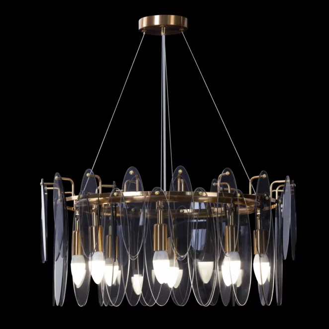 Lampa wisząca do salonu grafitowa ze szklanymi zawieszkami z dymionego szkła, z regulacją wysokości 60 x150 cm MARLA Eurofirany