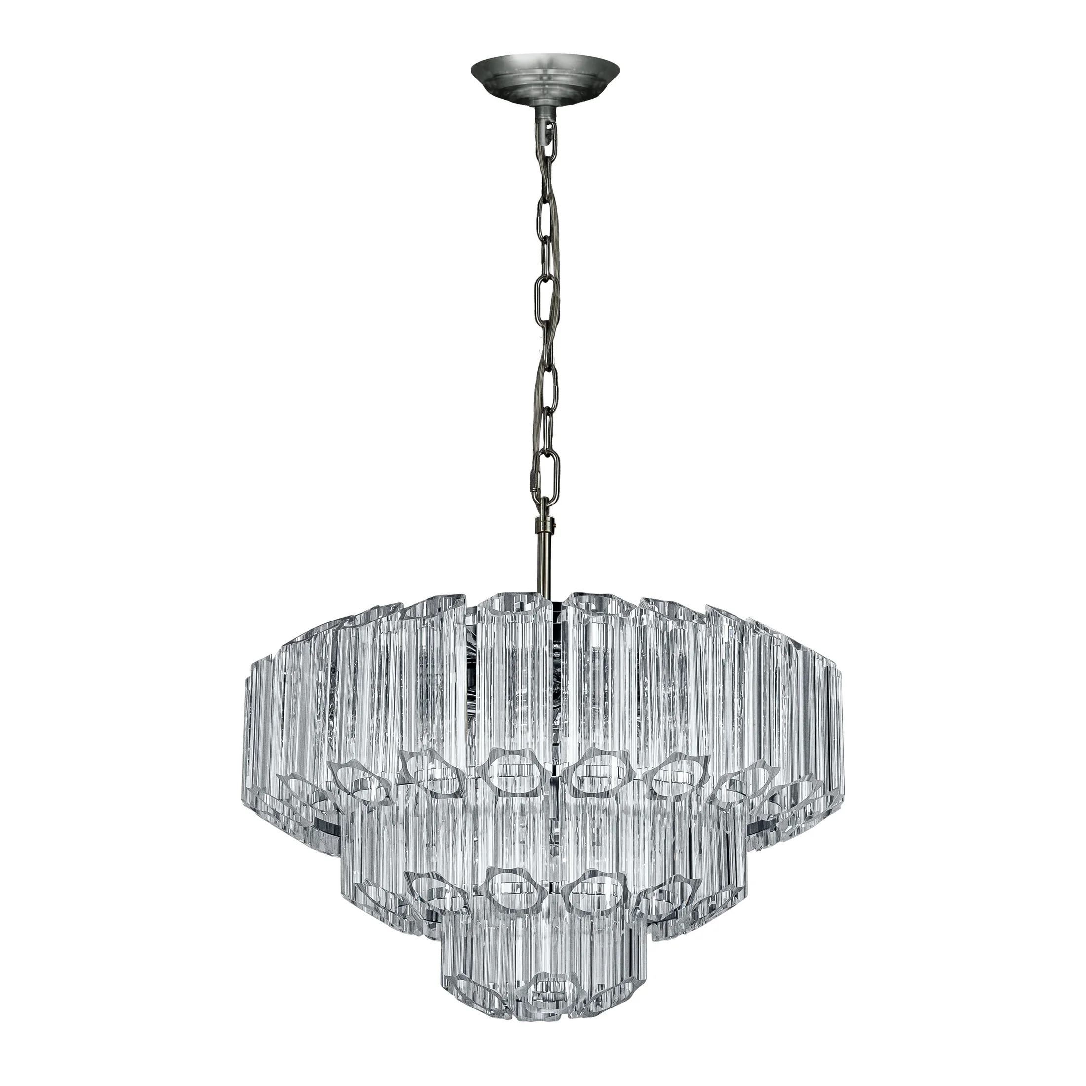 Lampa wisząca do salonu srebrna DANA ze szklanymi zawieszkami, możliwość regulacji wysokości 50 x 150 cm DANA Eurofirany