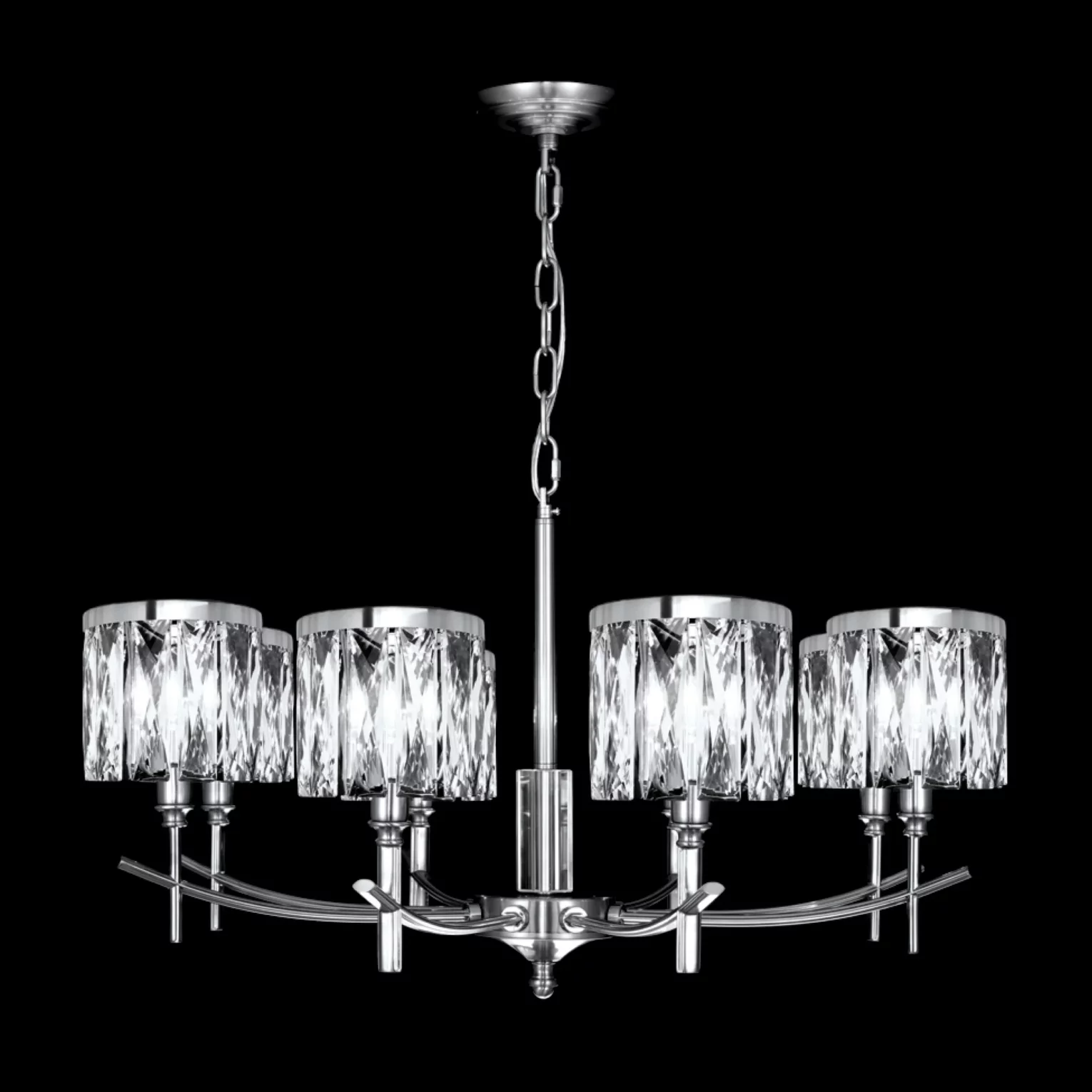 Lampa wisząca do salonu srebrna KRYSTAL z kryształkami, z regulacją wysokości 75 x 150 cm KRYSTAL  Eurofirany