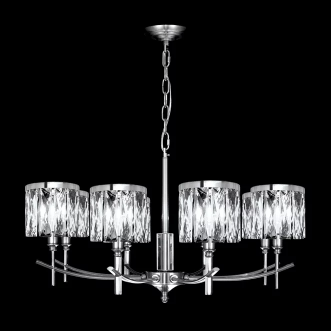 Lampa wisząca do salonu srebrna KRYSTAL z kryształkami, z regulacją wysokości 75 x 150 cm KRYSTAL  Eurofirany