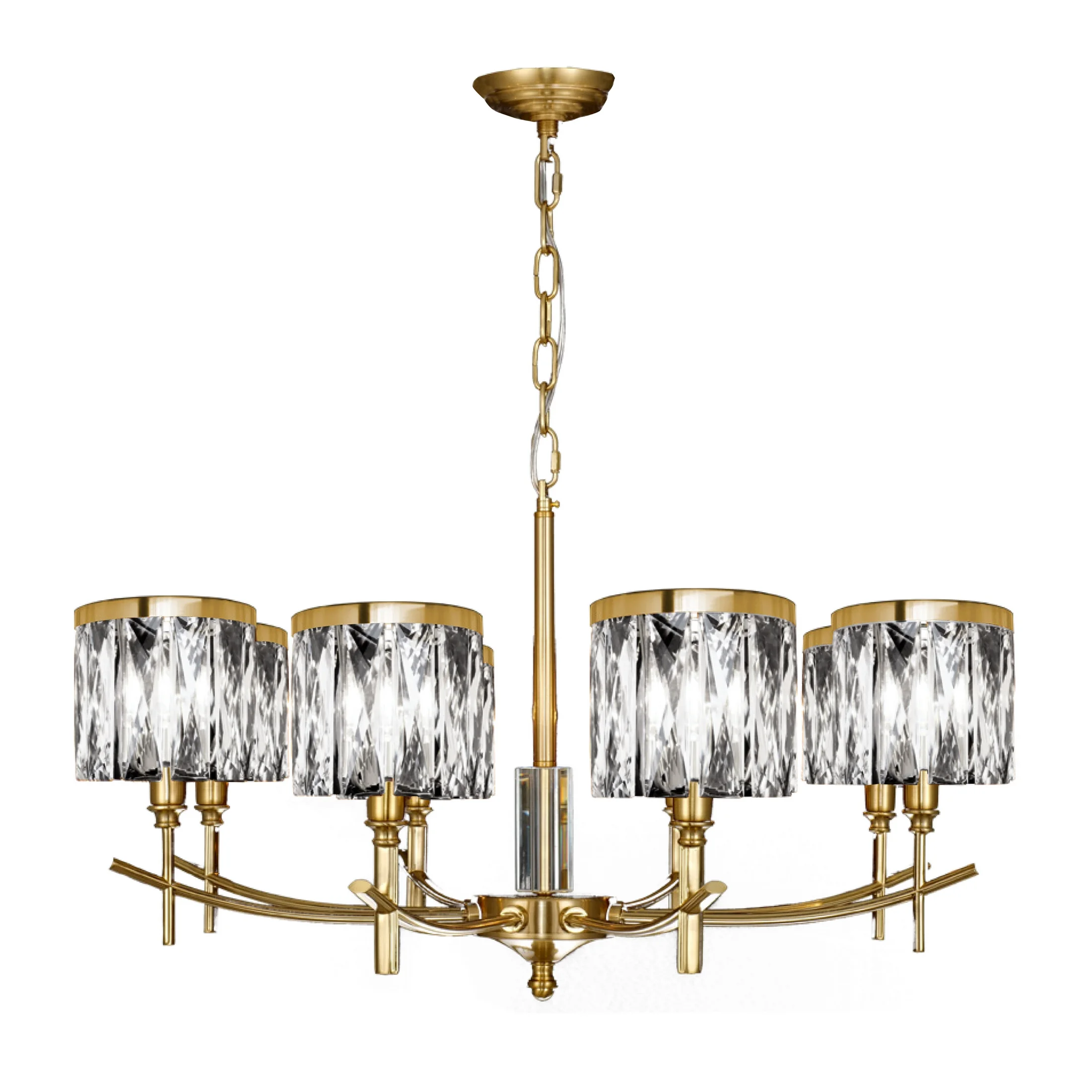Lampa wisząca do salonu złota KRYSTAL z kryształkami, z możliwością regulacji wysokości Eurofirany
