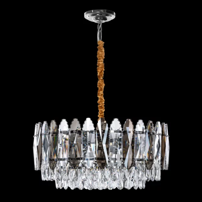 Lampa wisząca do salonu złota NELA z zwisającymi kryształkami, z możliwością regulacji wysokości 60 x50 cm NELA Eurofirany