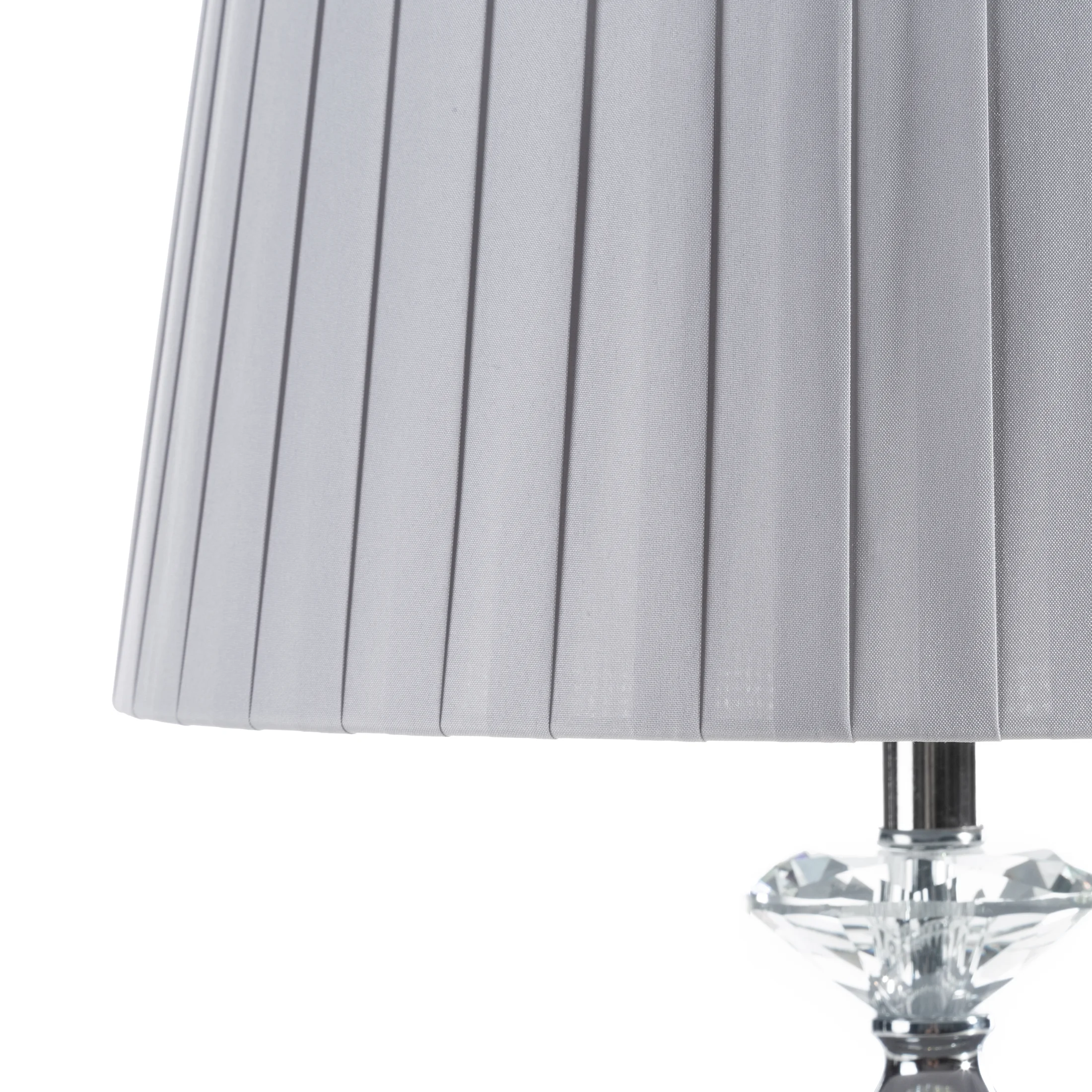 Lampka ceramiczna srebrno-szarobeżowa zdobiona wytłaczanym wzorem średnica 32x49 cm KALA Eurofirany