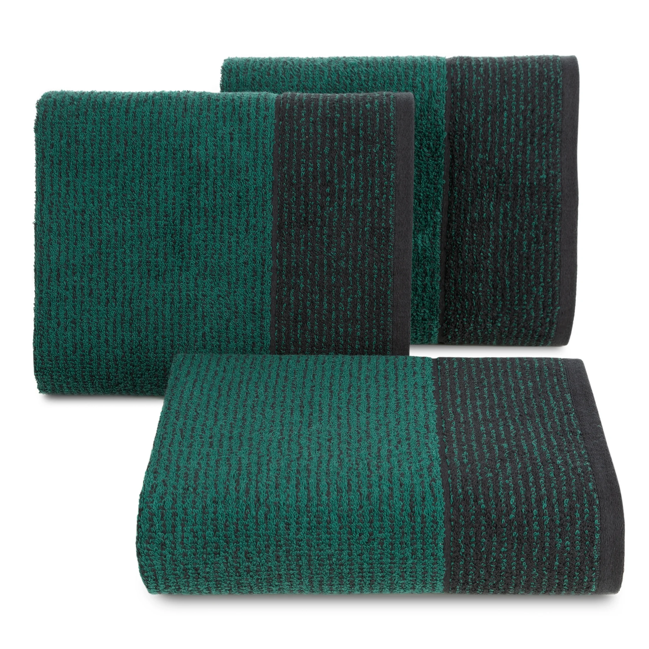 Ręcznik do rąk 30x50 cm bawełniany kolor czarny, turkusowy w żakardowe paski 500 g/m2 LEON Eurofirany