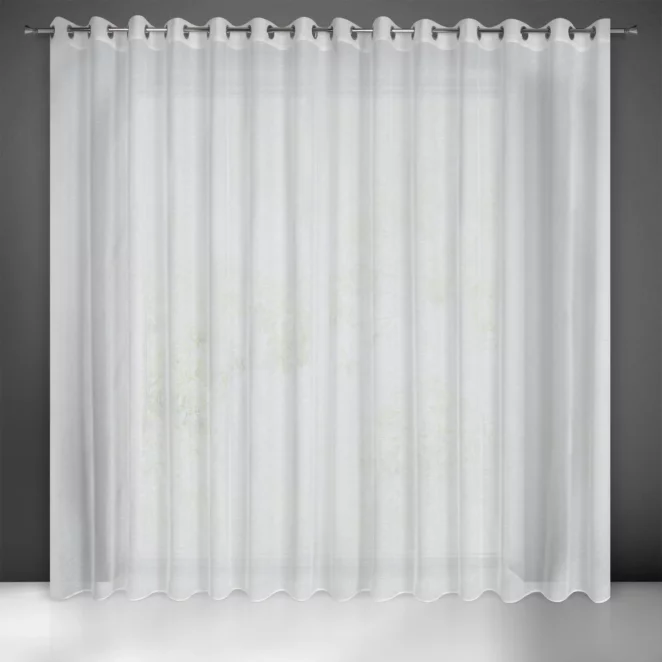 Firana biała w stylu eko z gładkiej etaminy półtransparentna 300x250 cm przelotka LEXY Eurofirany