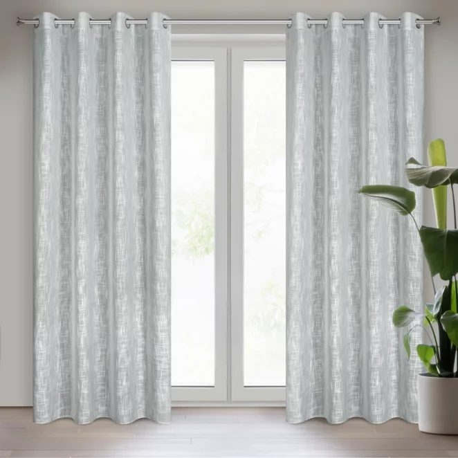 Zasłona szara o płóciennym splocie w stylu eko 140x250 cm przelotka LIREN Eurofirany