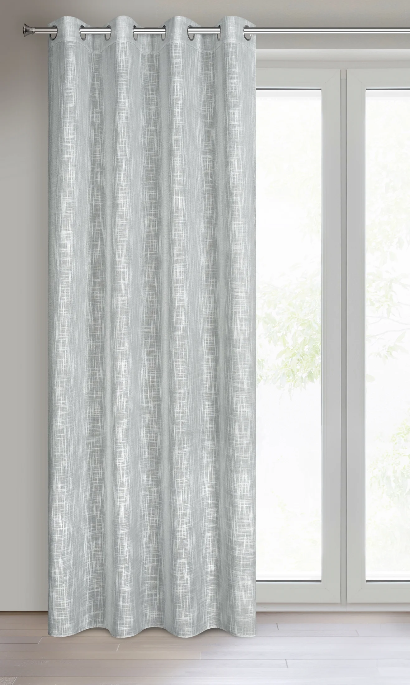 Zasłona szara o płóciennym splocie w stylu eko 140x250 cm przelotka LIREN Eurofirany