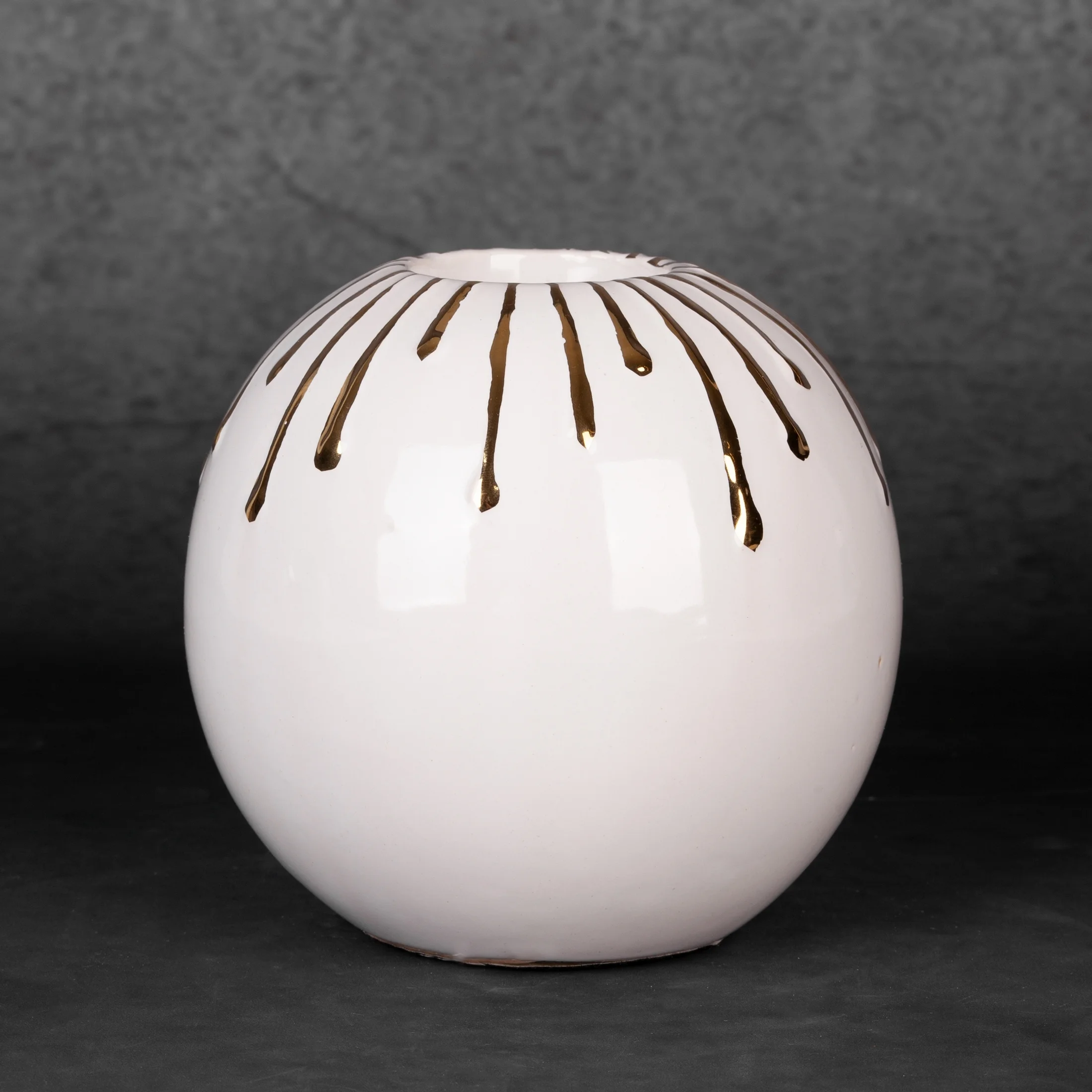 Świecznik ceramiczny LUIS biały z efektem złotych kropel Eurofirany